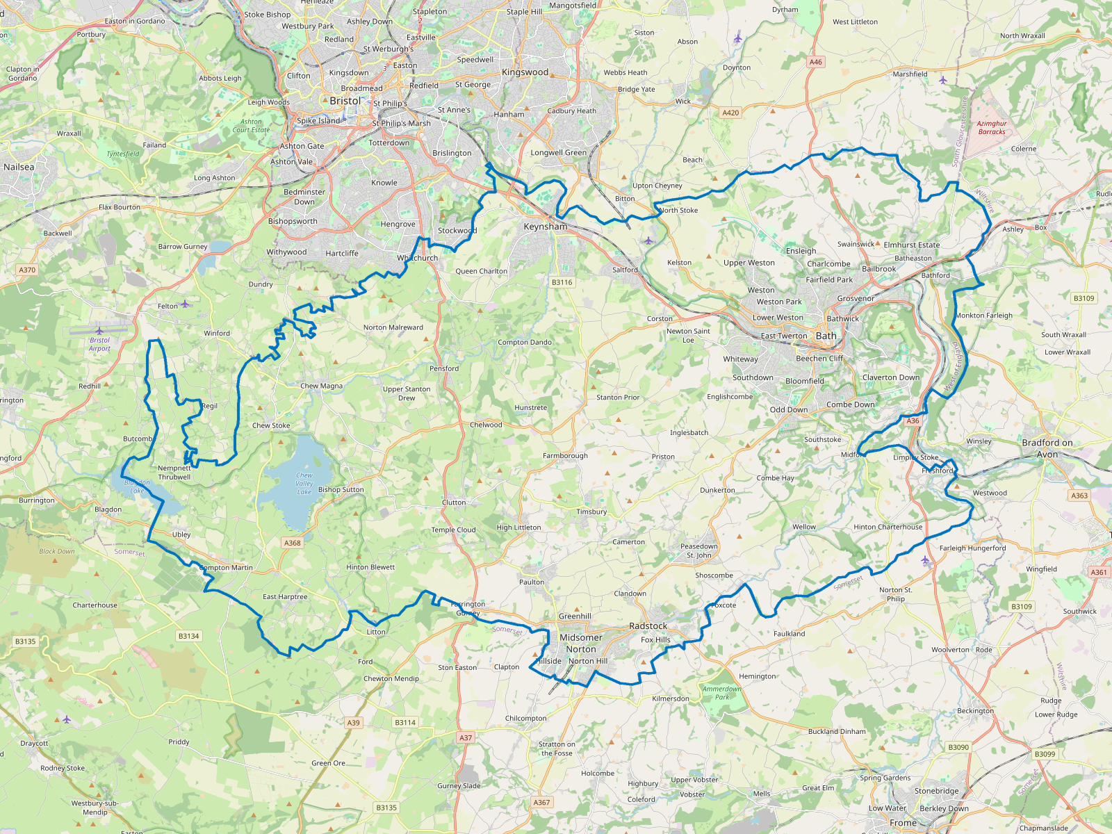 Map of Bath and North East Somerset