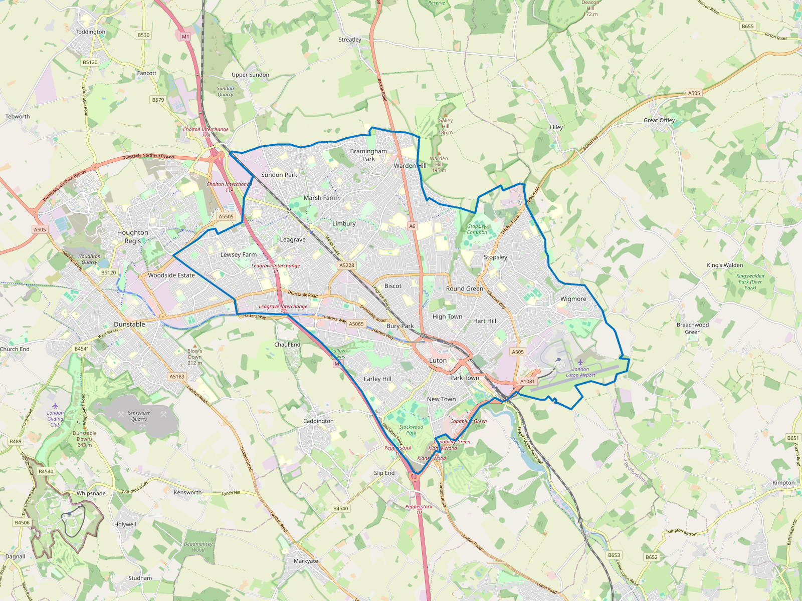 Map of Luton