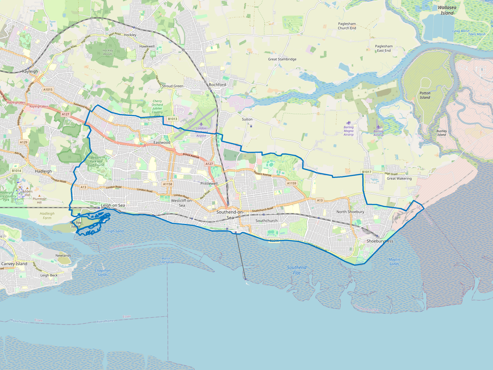 Map of Southend-on-Sea