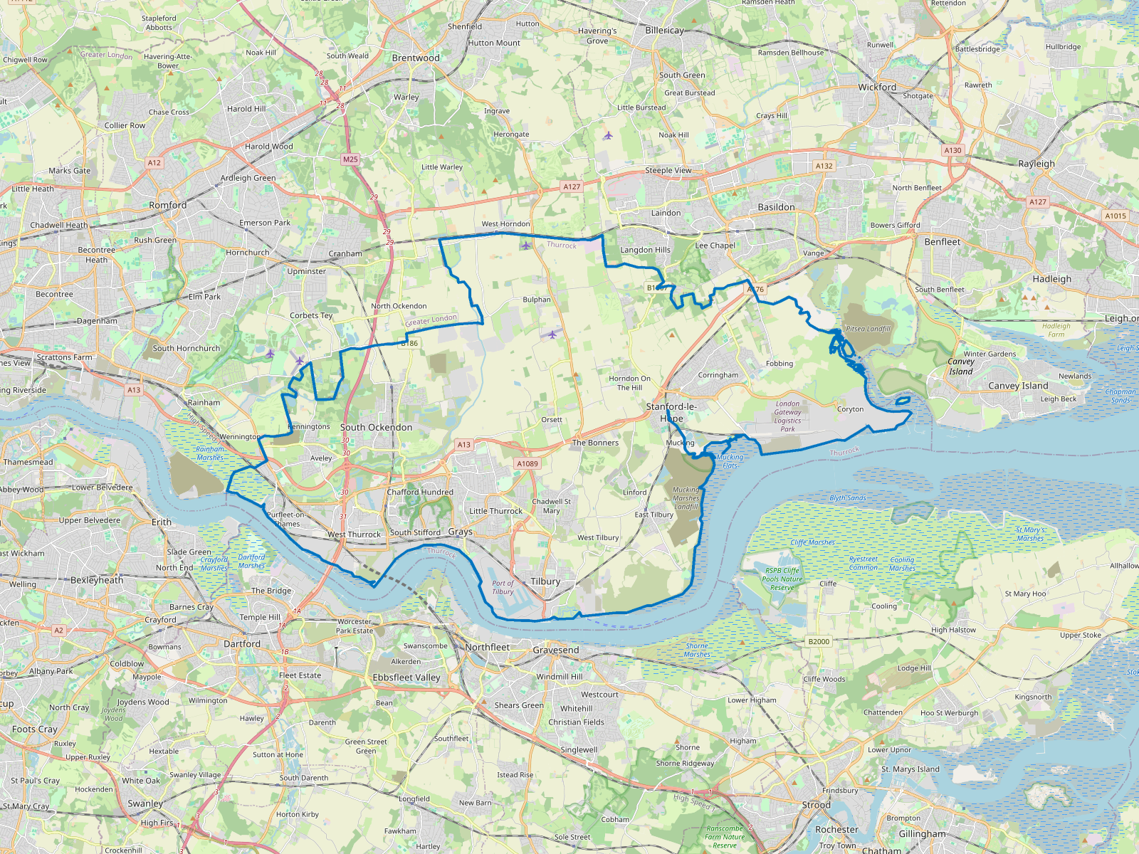 Map of Thurrock