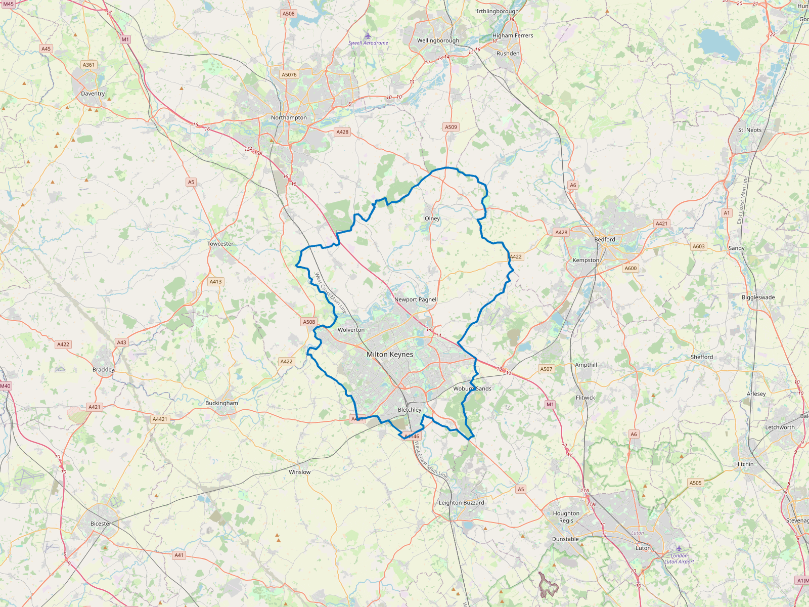 Map of Milton Keynes