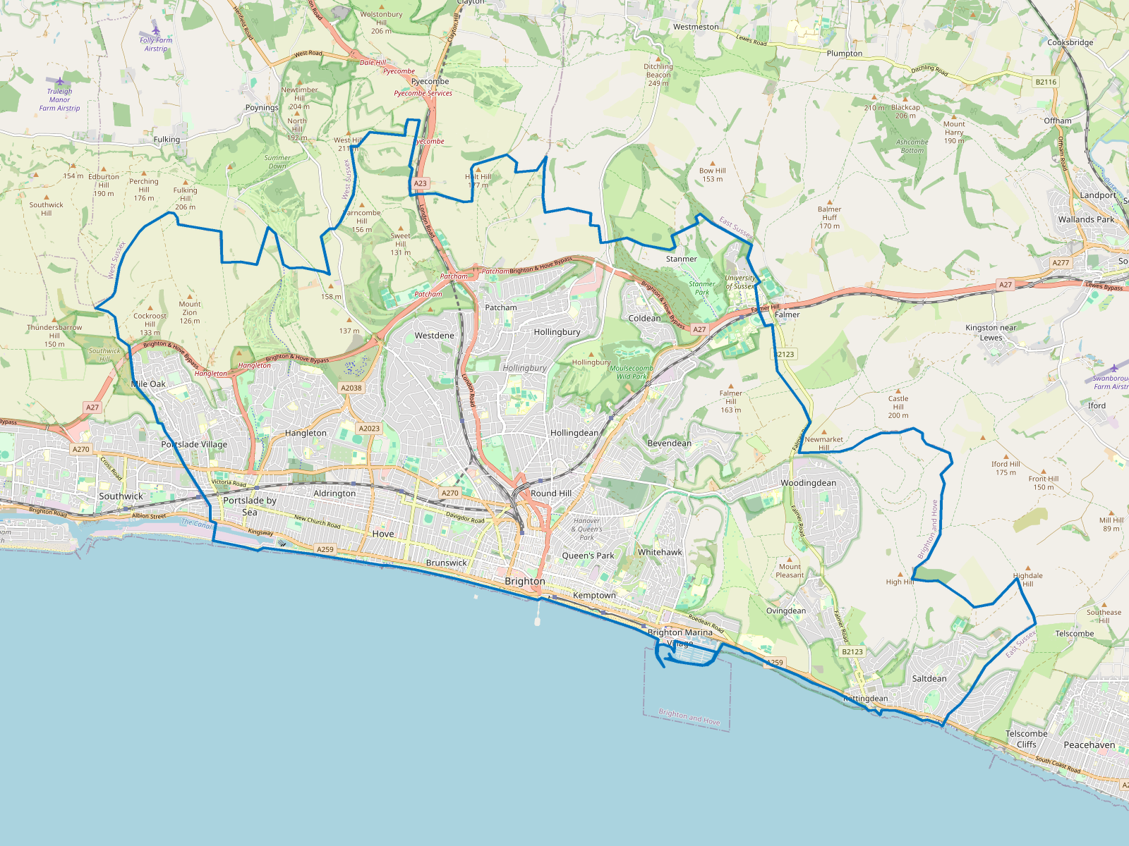 Map of Brighton and Hove