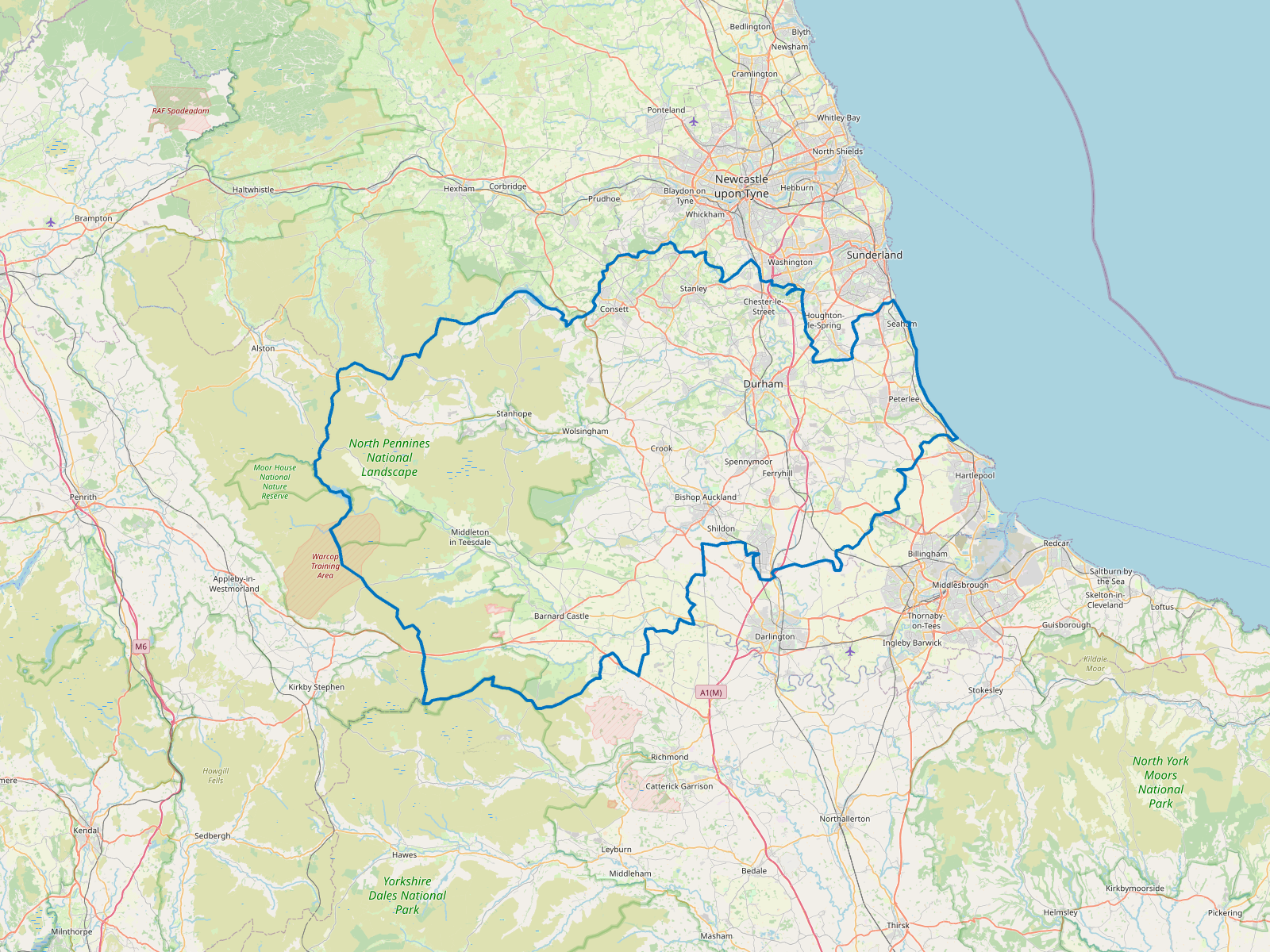Map of County Durham