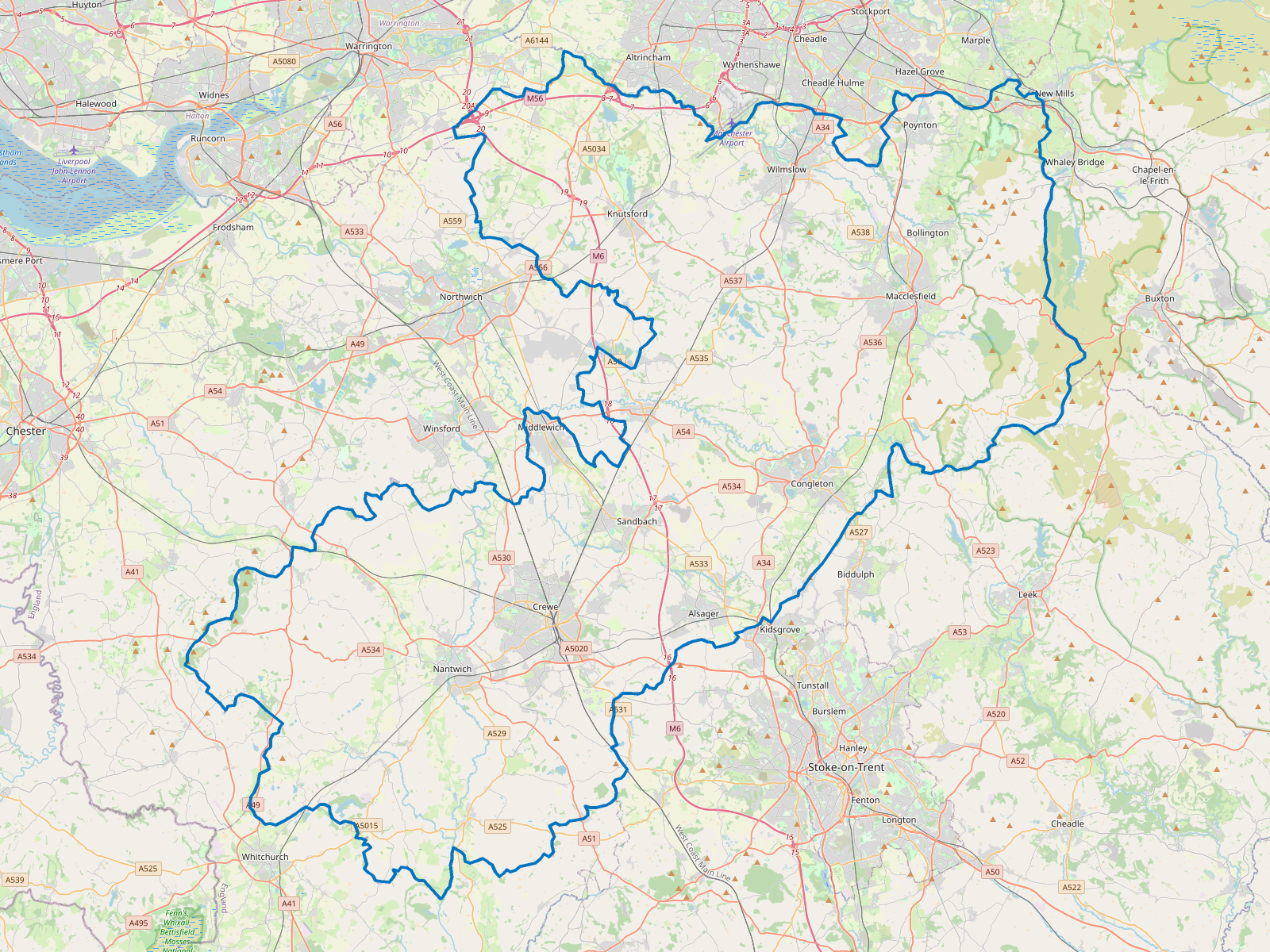 Map of Cheshire East