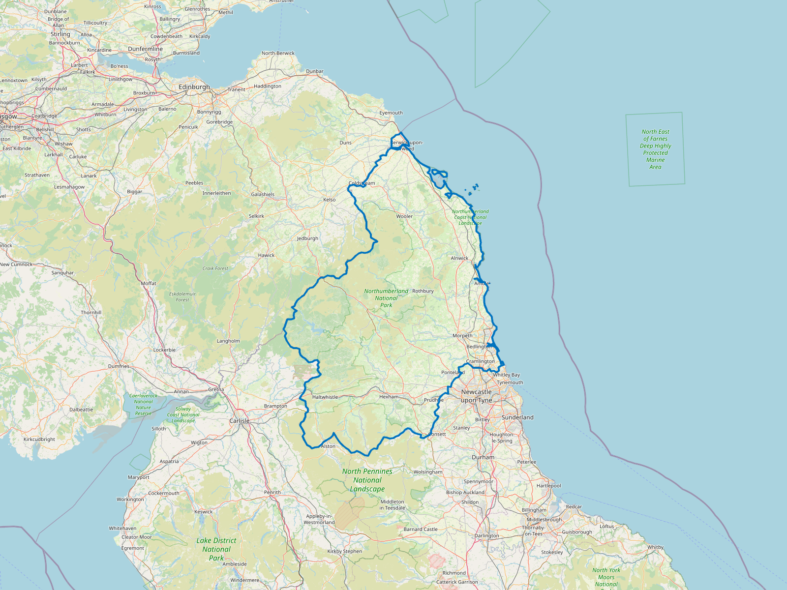 Map of Northumberland