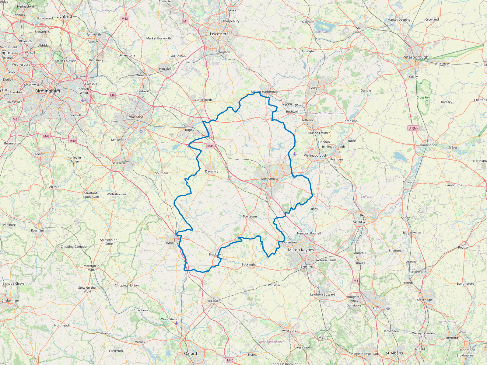 Map of West Northamptonshire