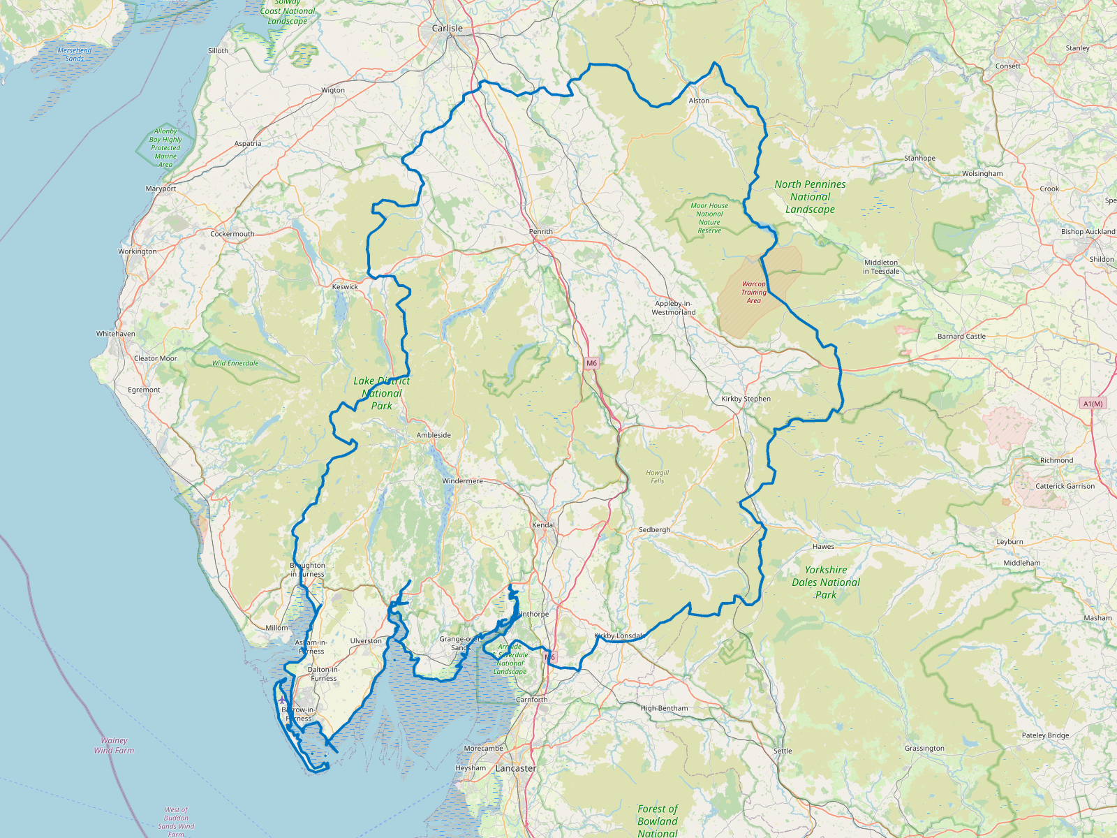 Map of Westmorland and Furness