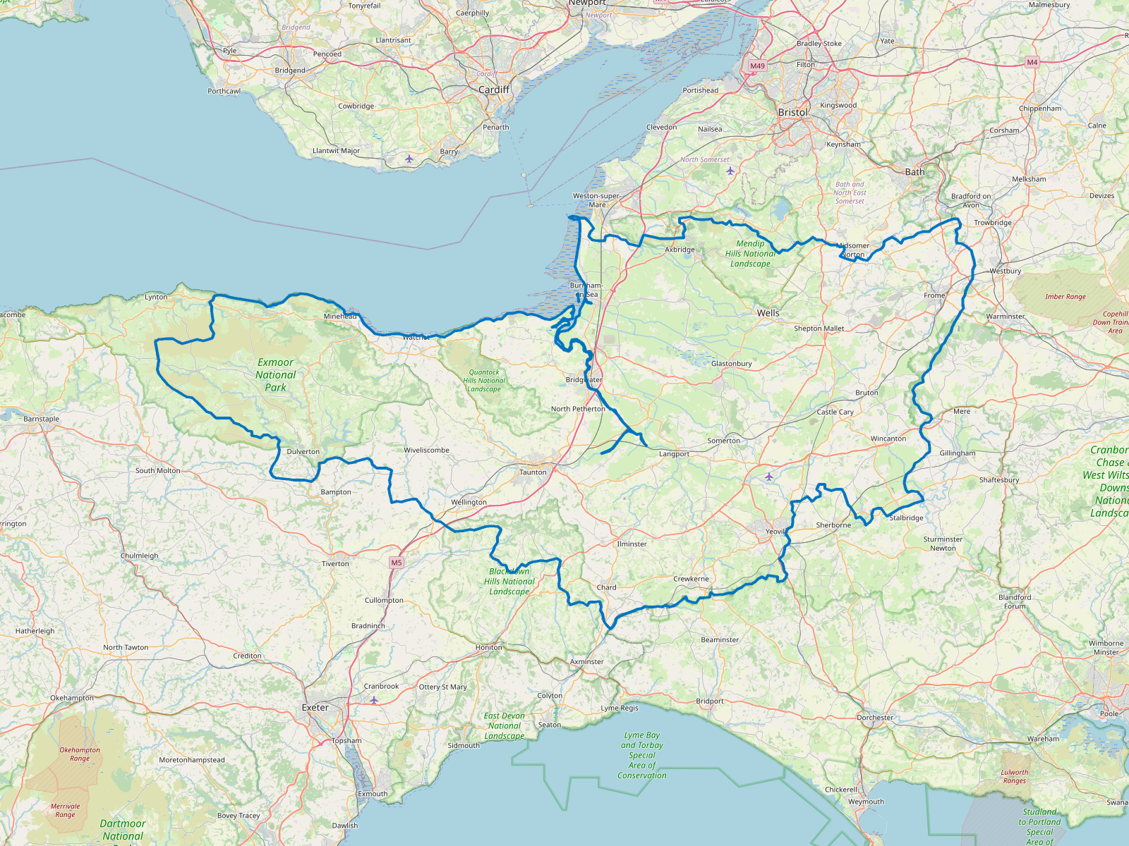 Map of Somerset