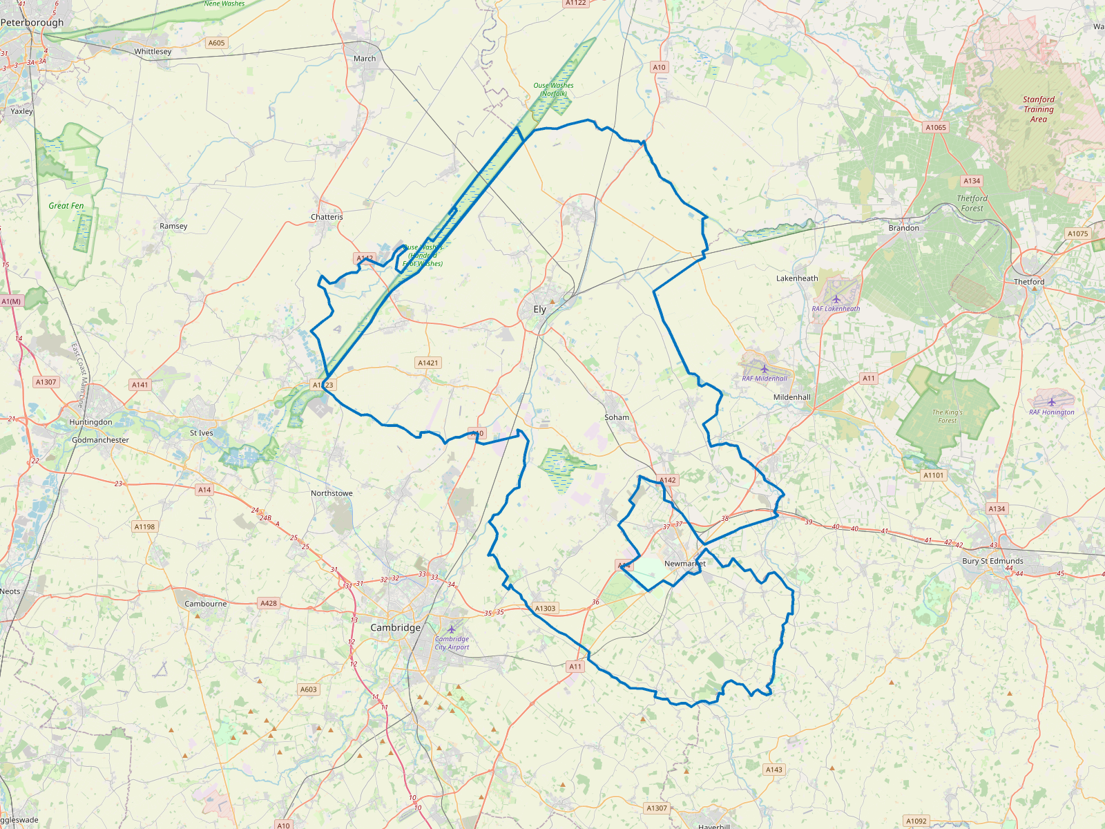 Map of East Cambridgeshire