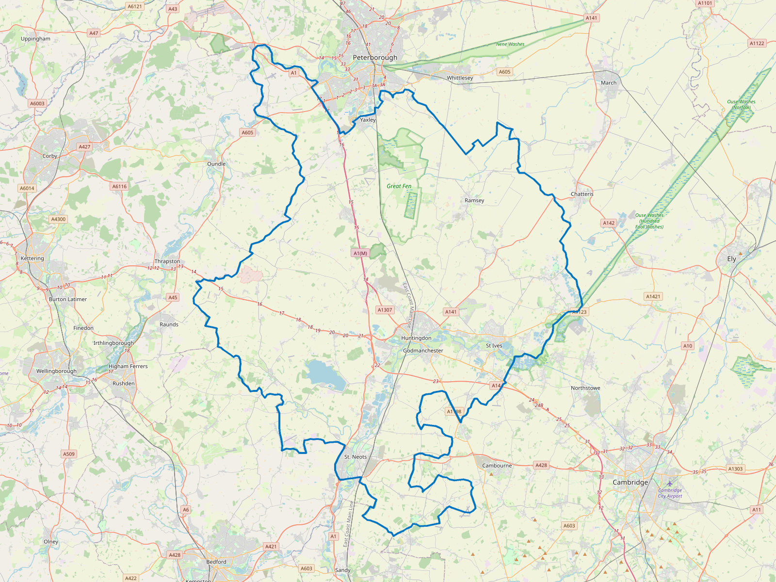 Map of Huntingdonshire