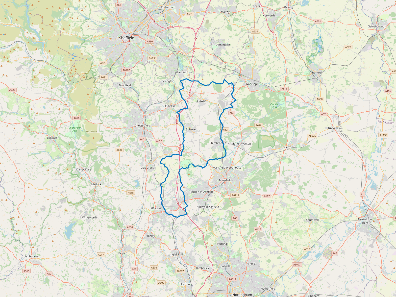 Map of Bolsover