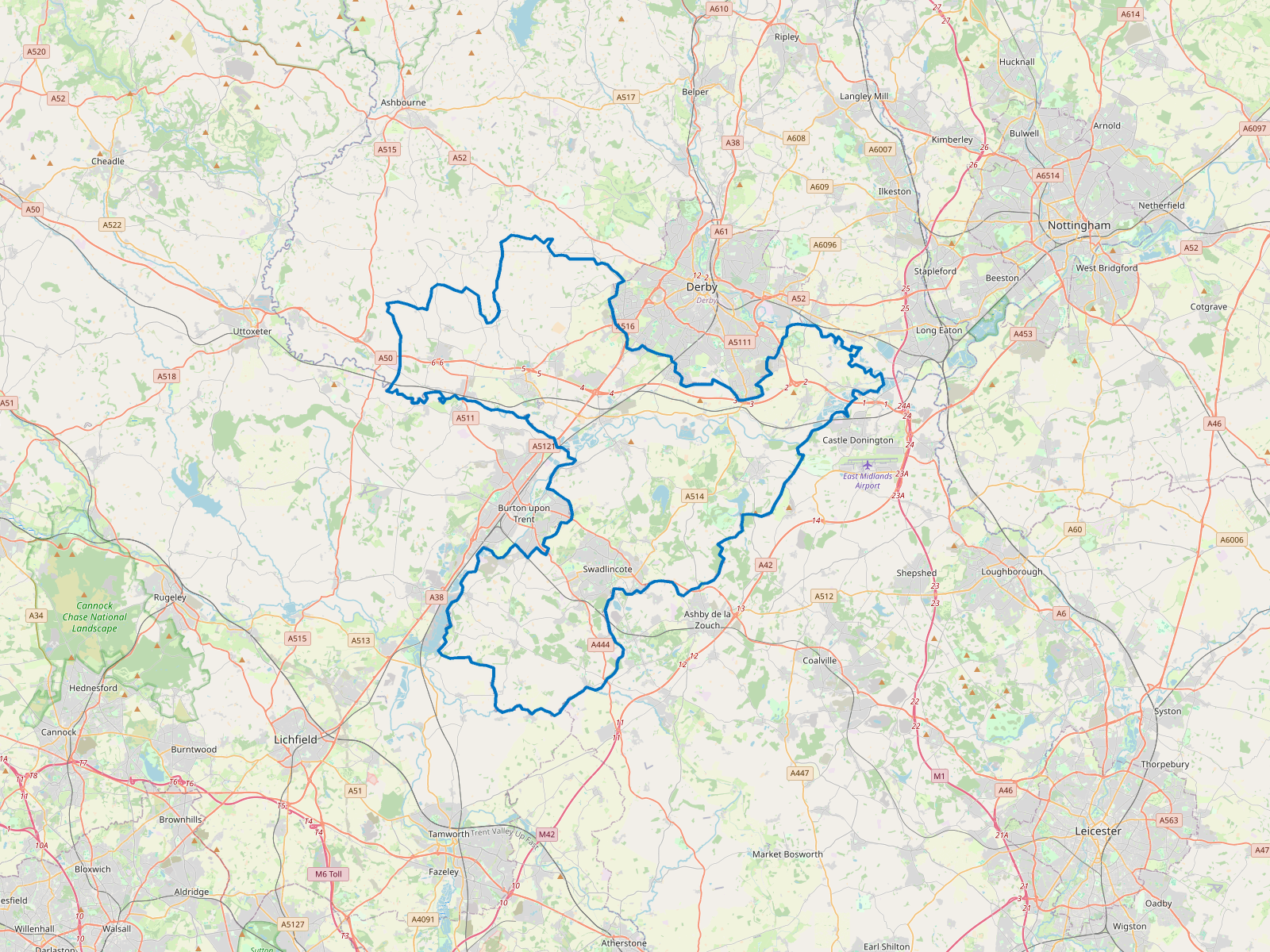 Map of South Derbyshire