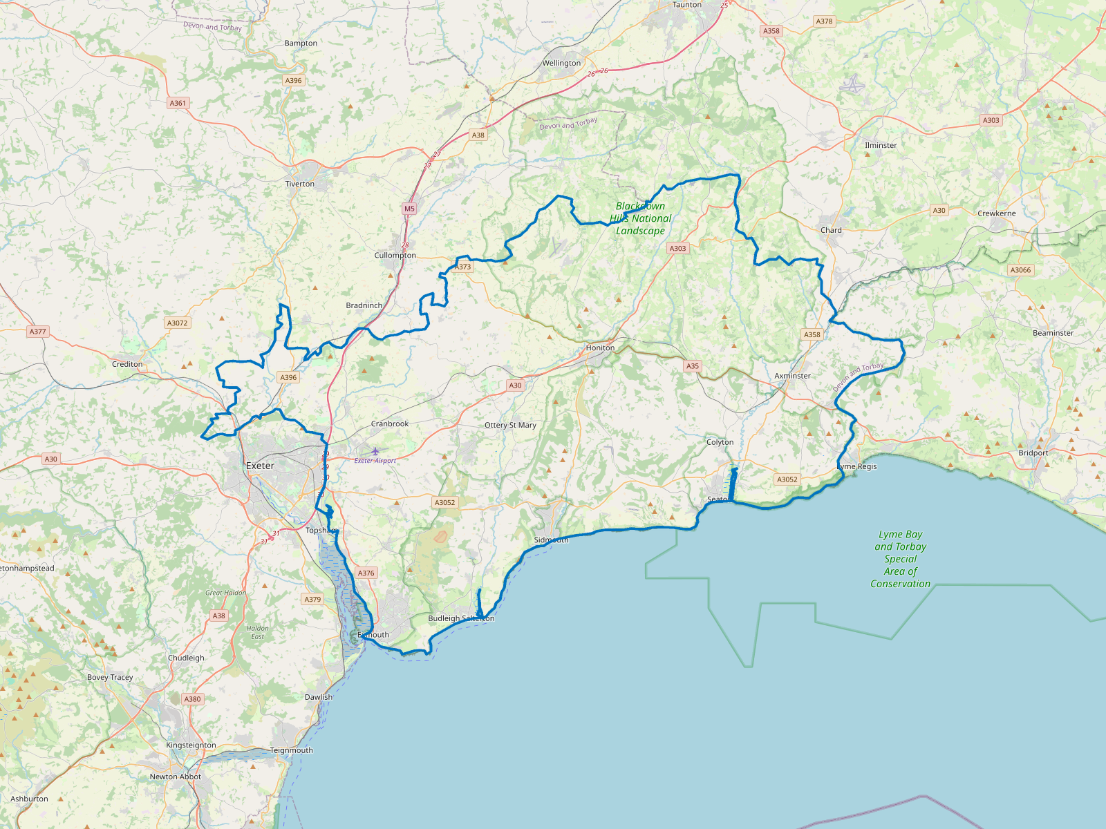 Map of East Devon