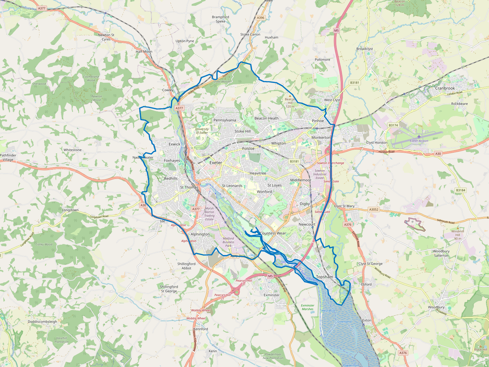 Map of Exeter