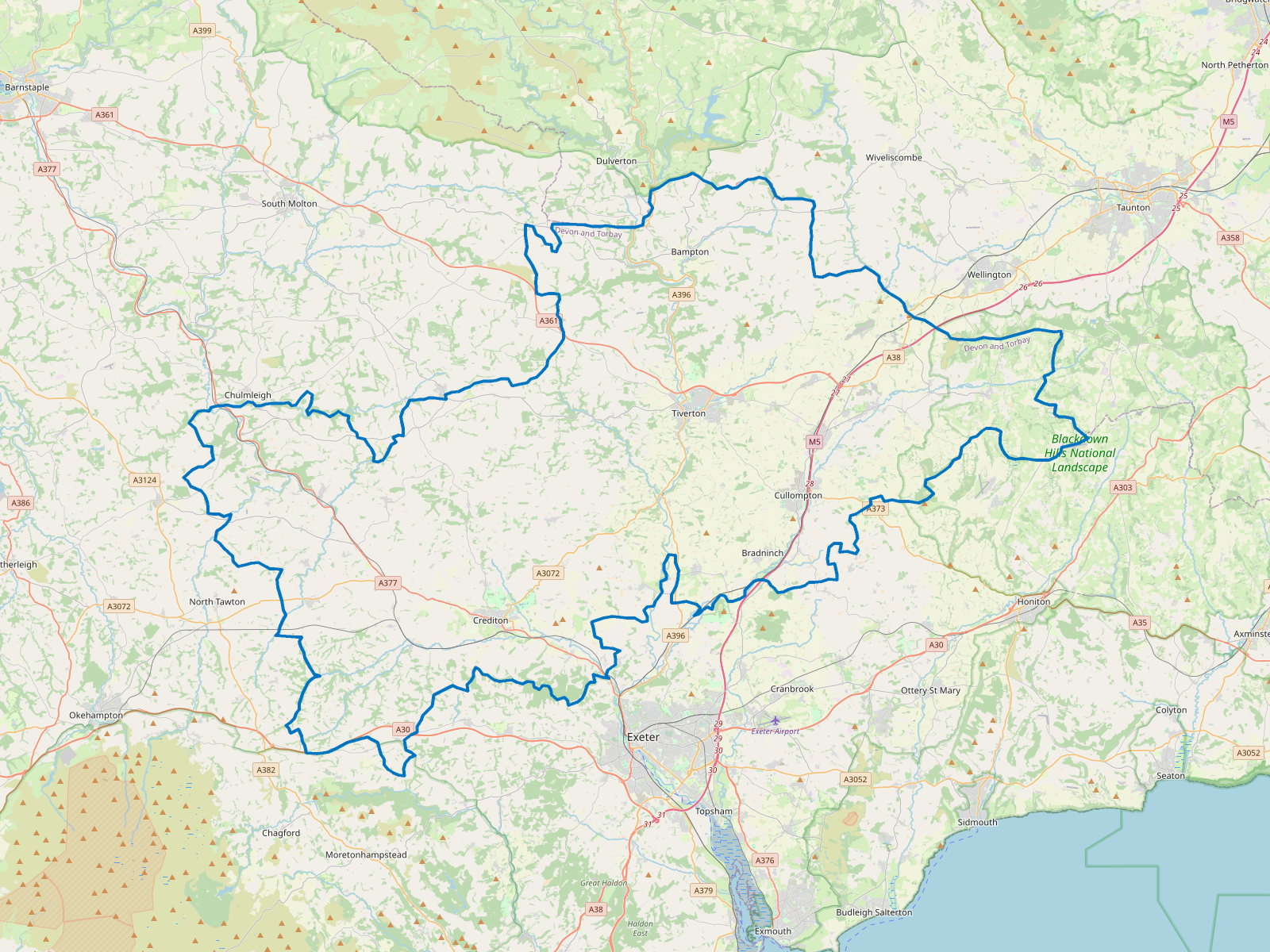 Map of Mid Devon
