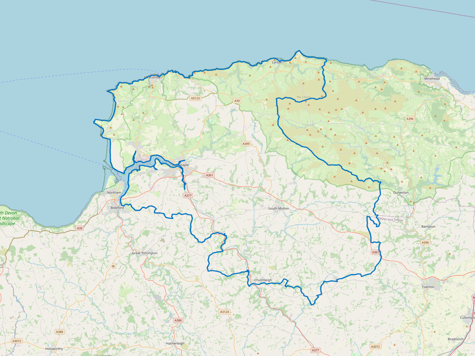 Map of North Devon