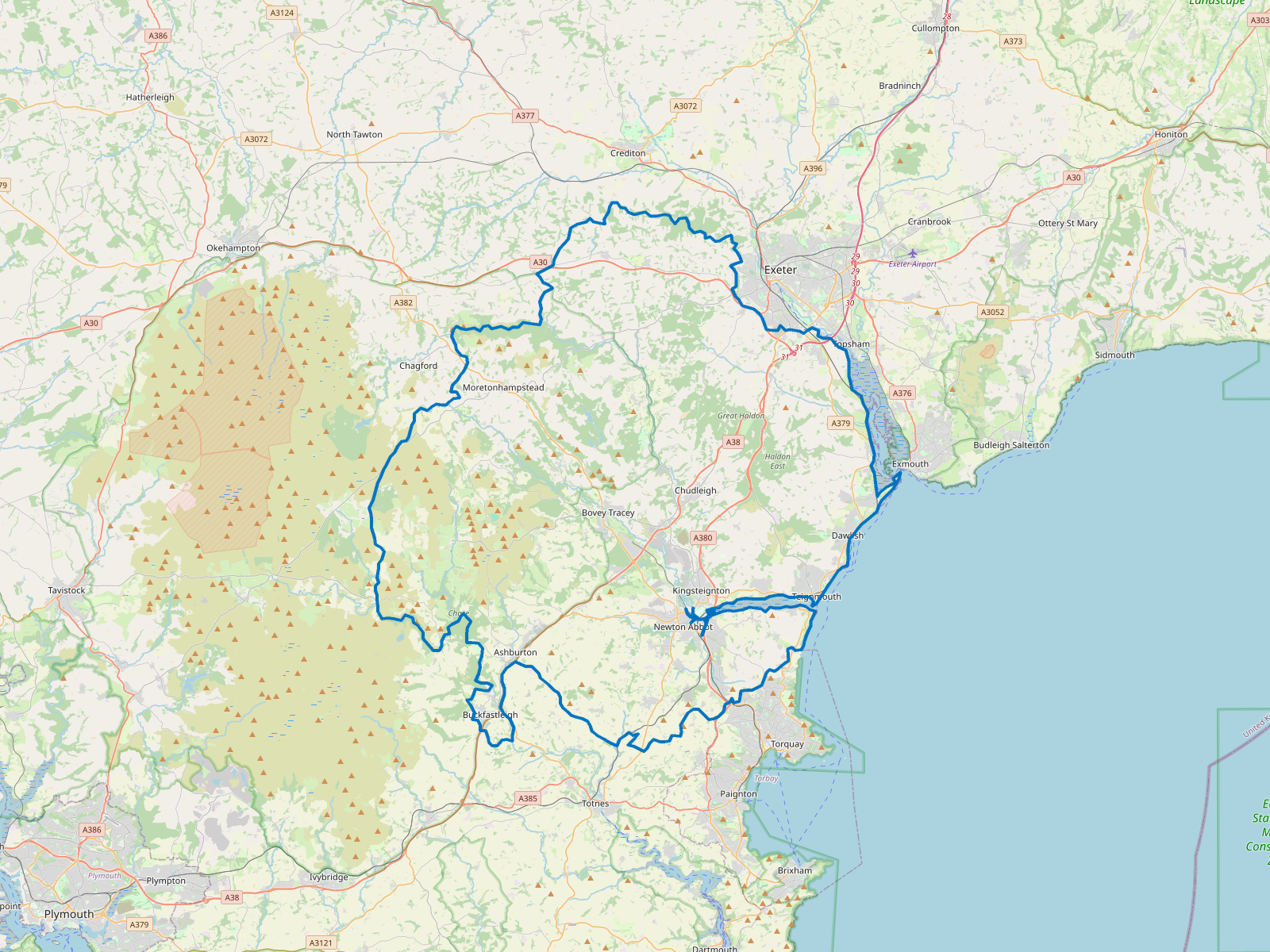Map of Teignbridge