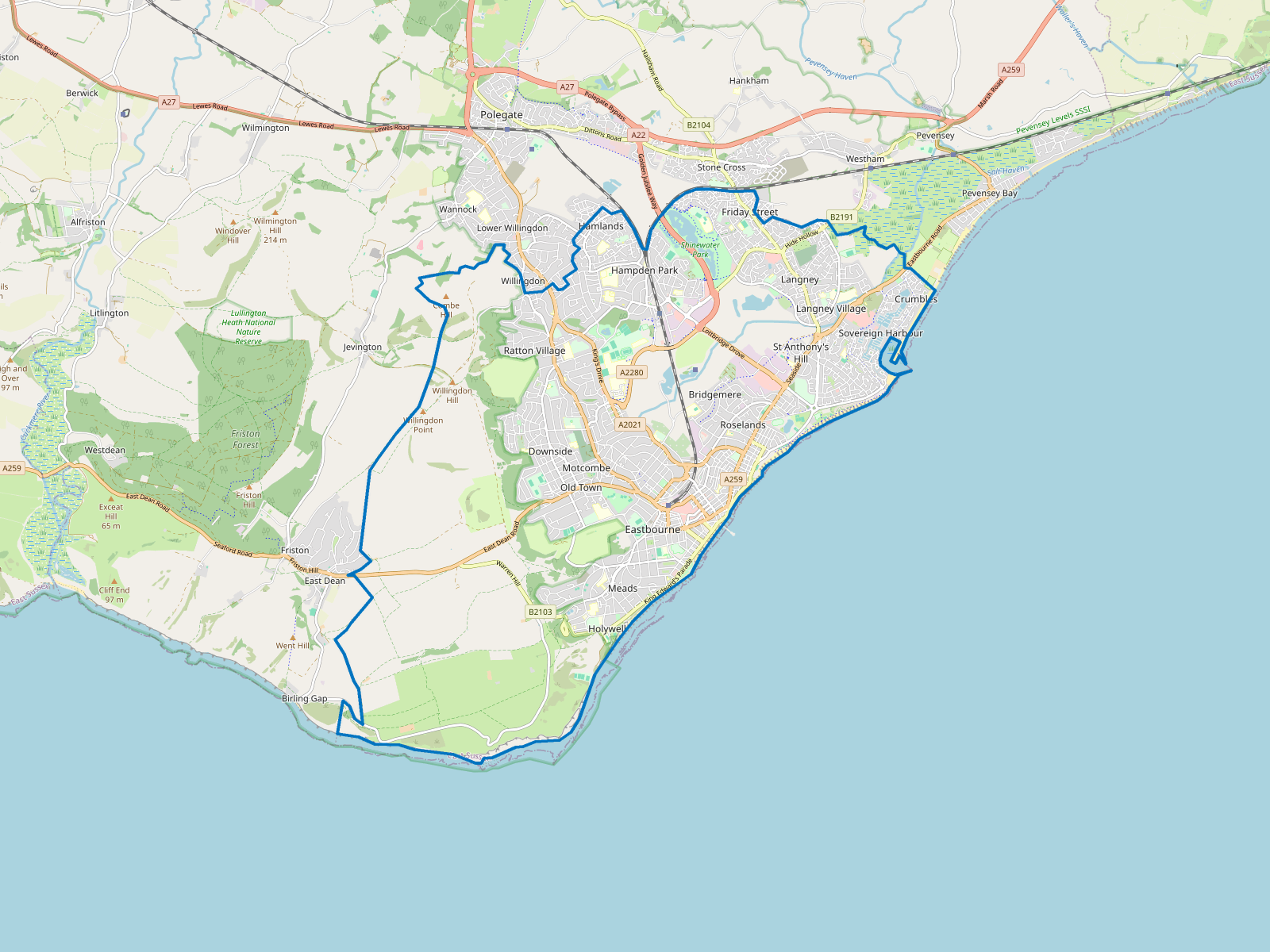 Map of Eastbourne