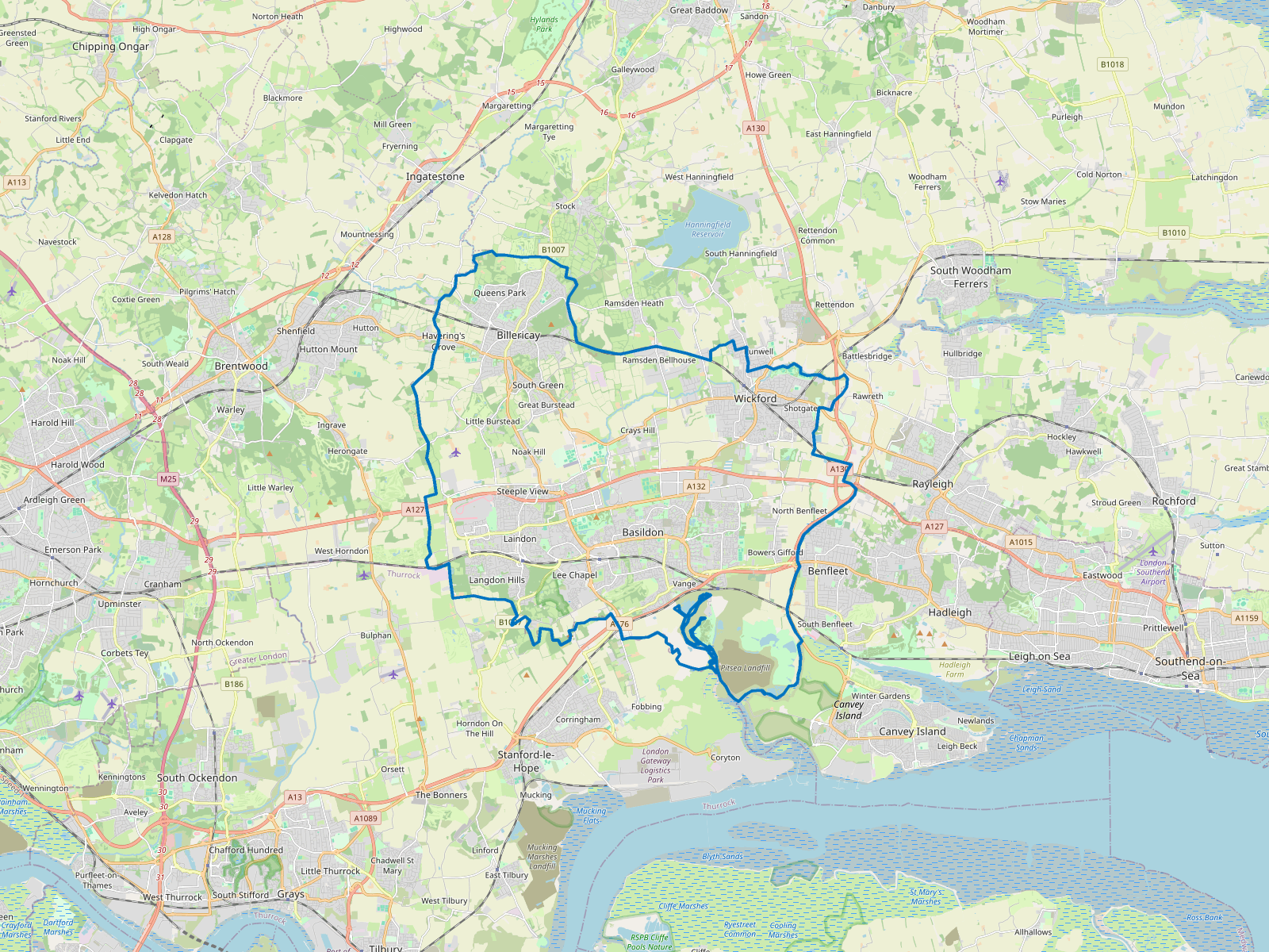 Map of Basildon