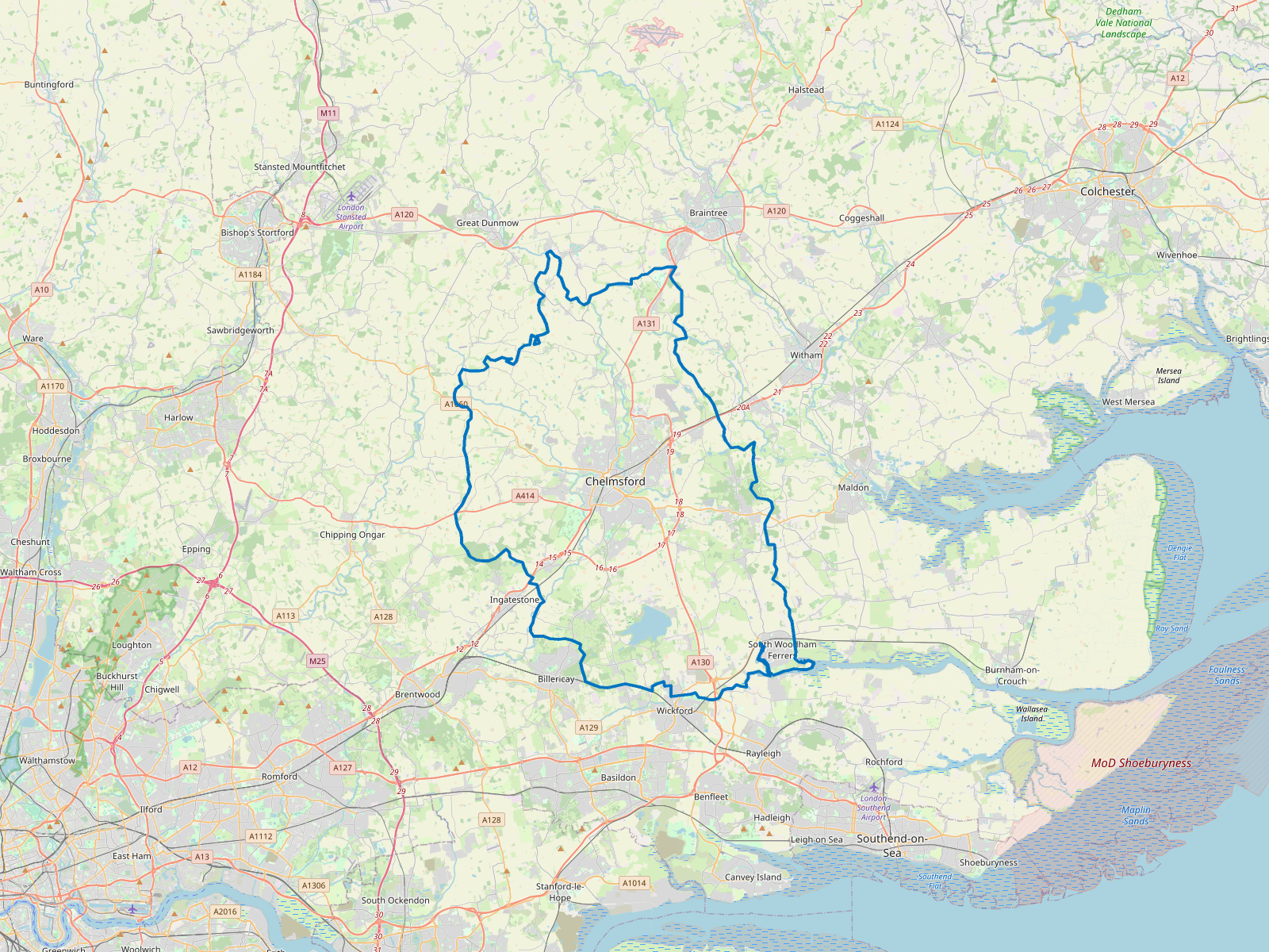 Map of Chelmsford