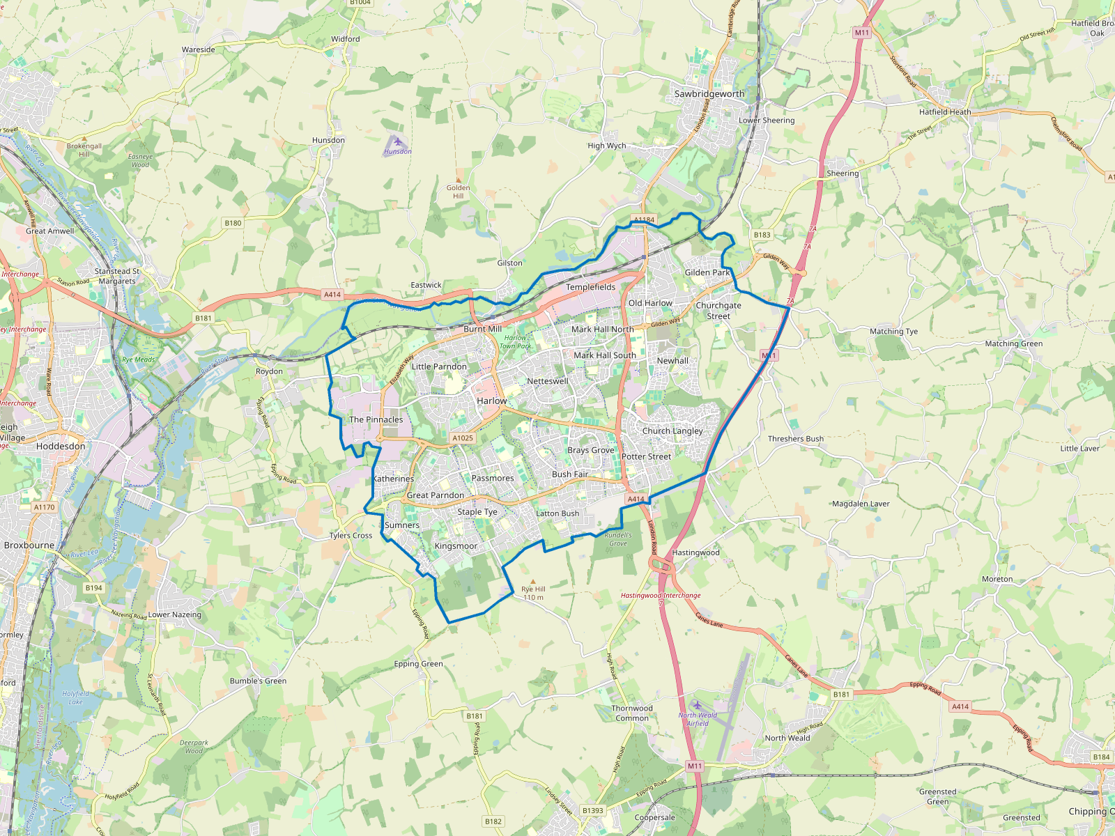 Map of Harlow