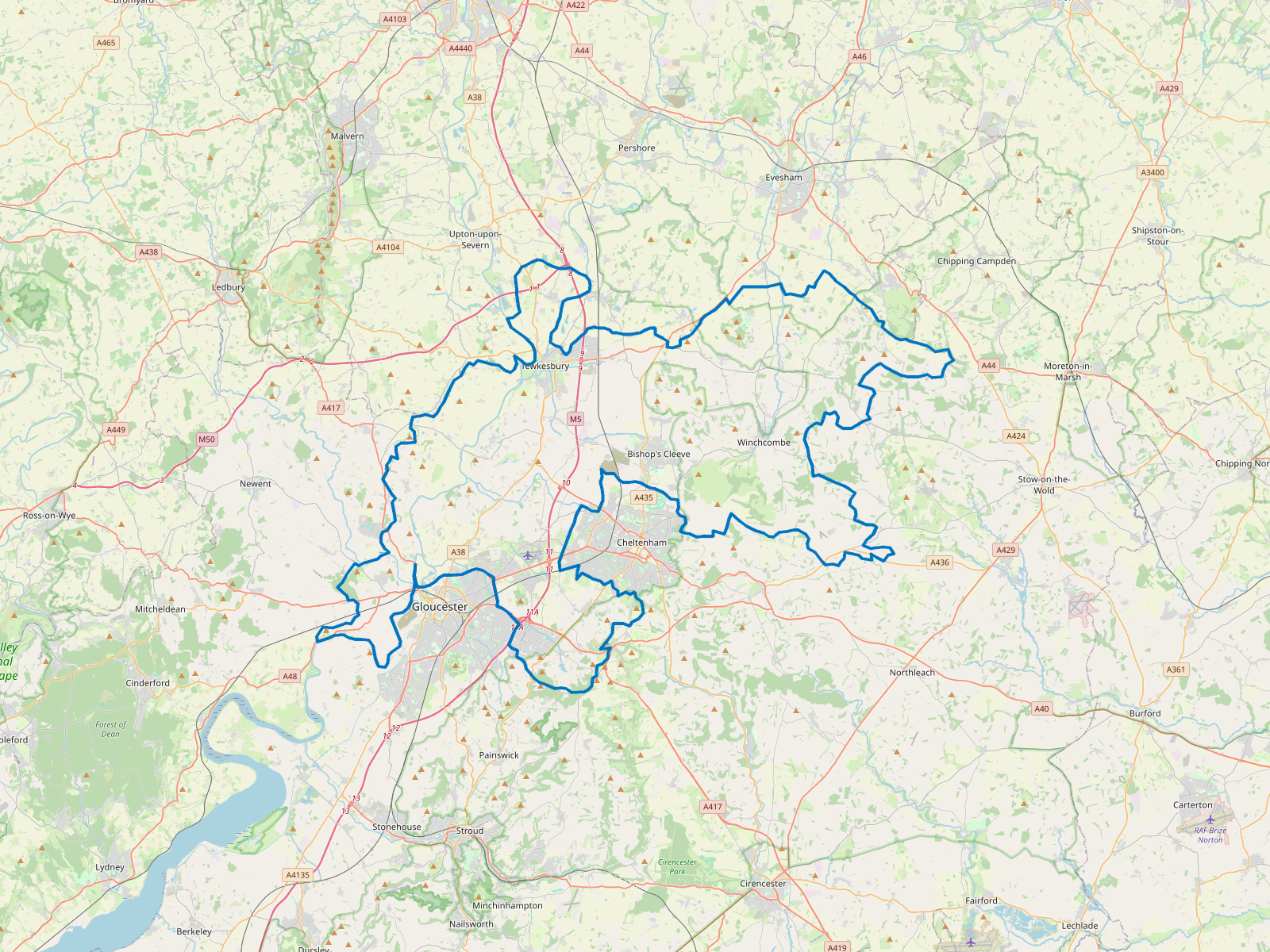 Map of Tewkesbury