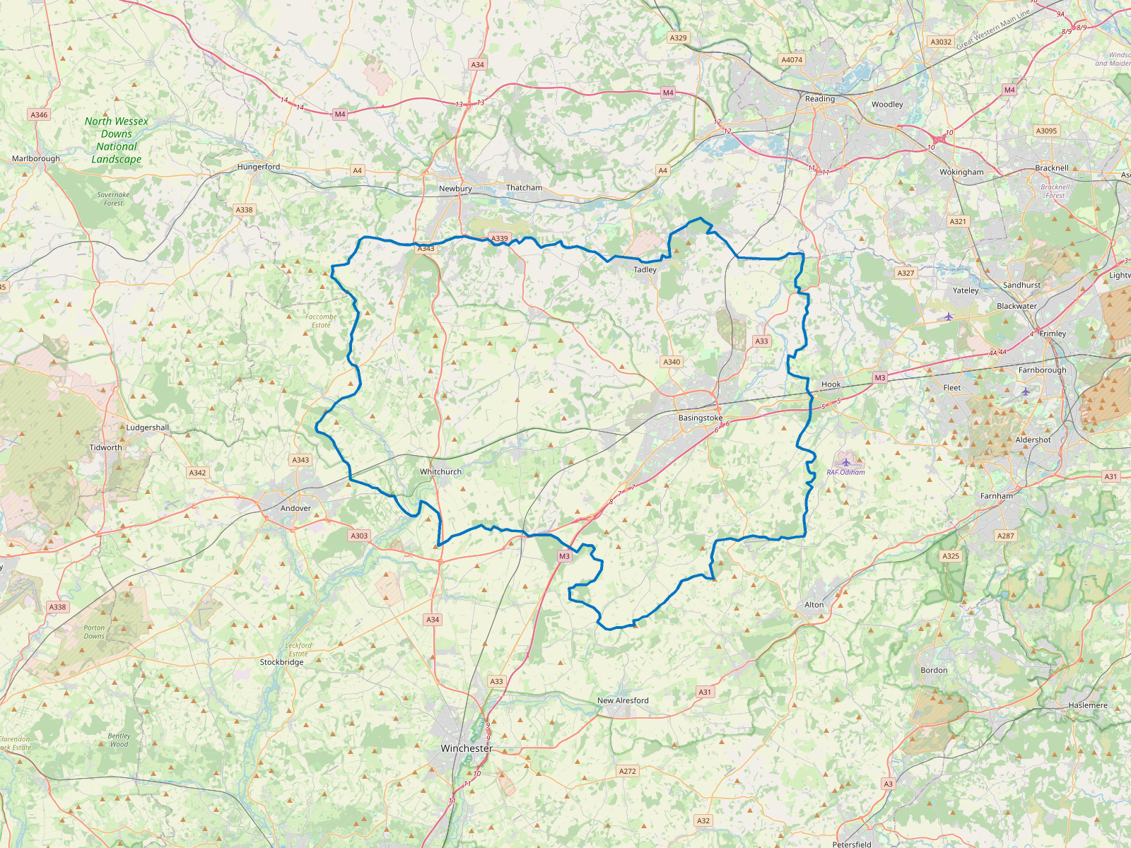 Map of Basingstoke and Deane