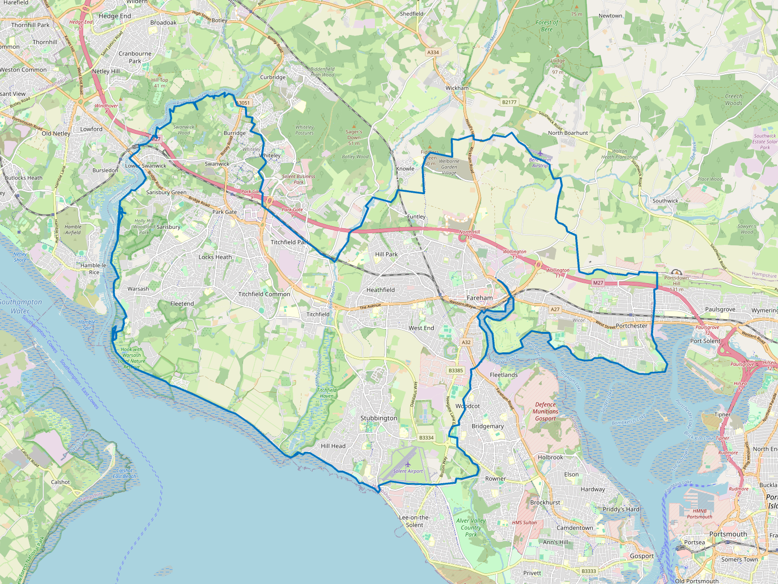 Map of Fareham