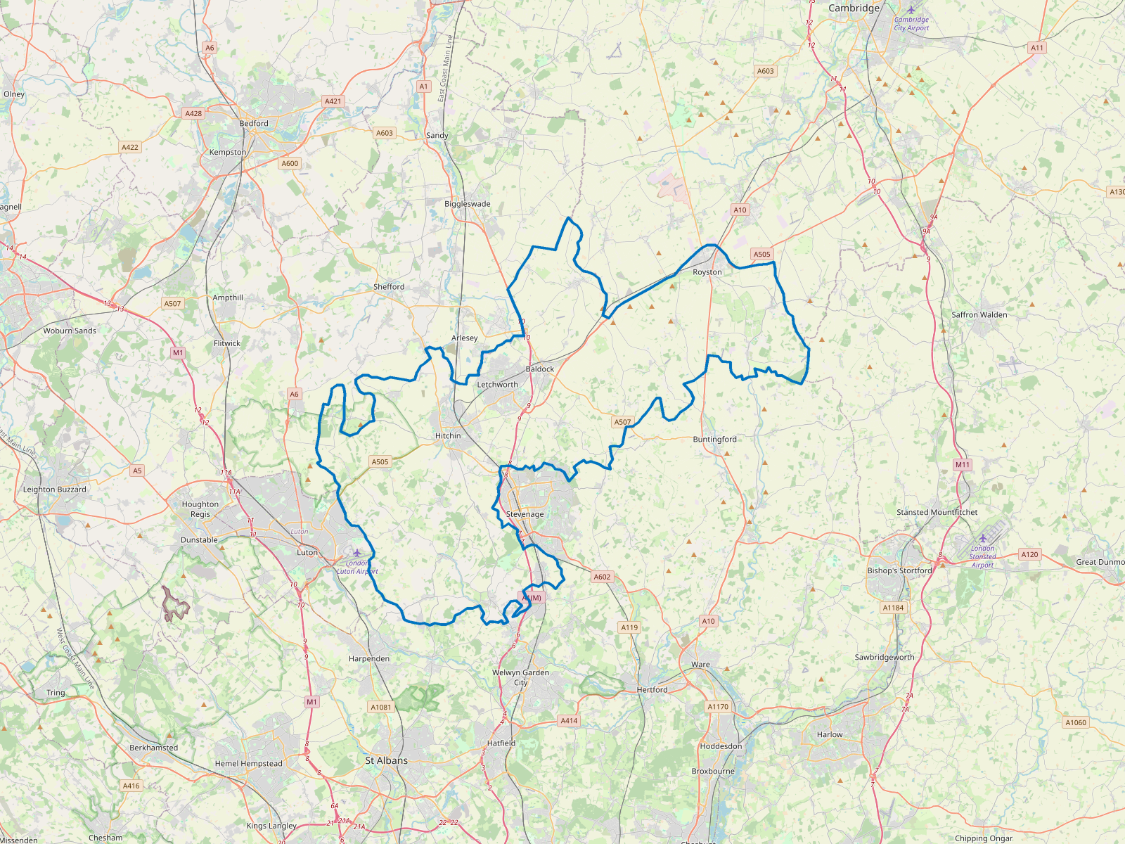 Map of North Hertfordshire