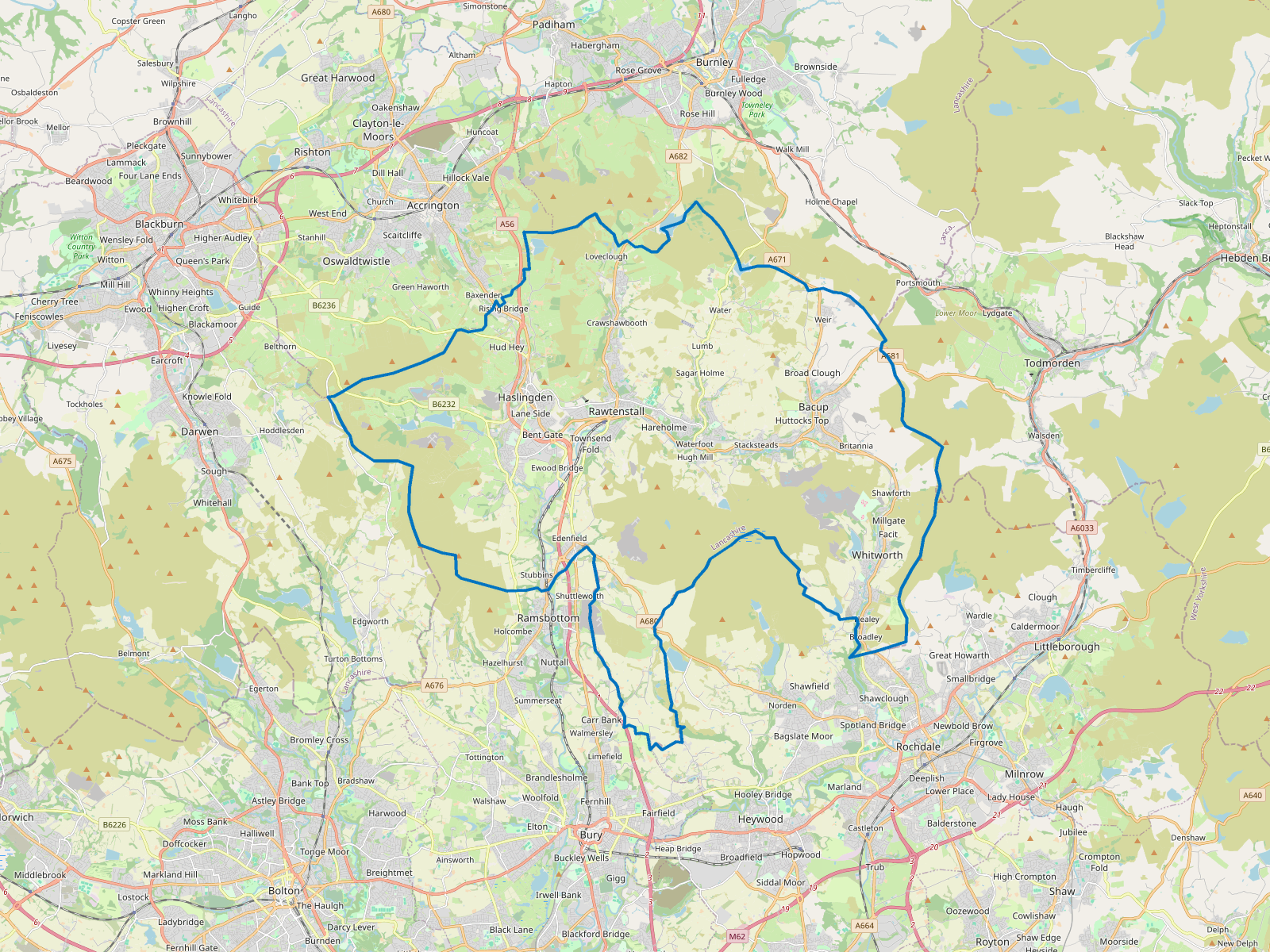 Map of Rossendale