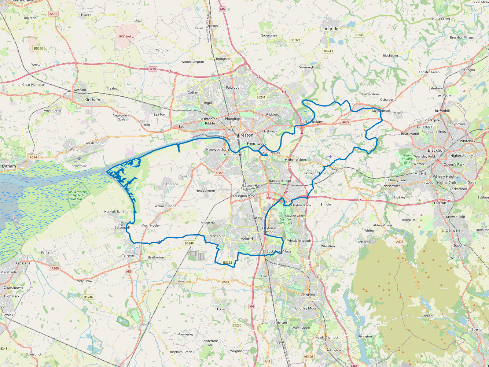 Map of South Ribble