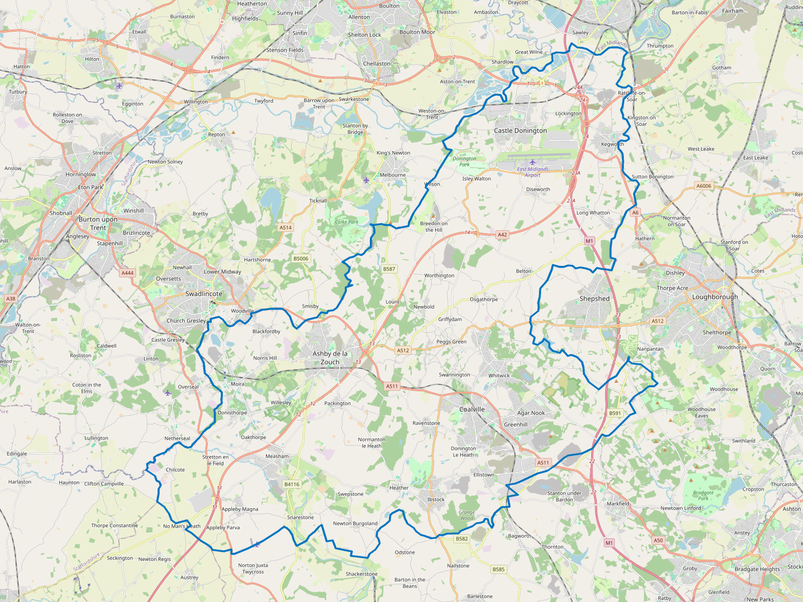 Map of North West Leicestershire