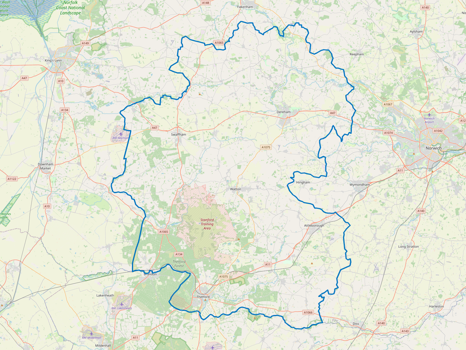 Map of Breckland