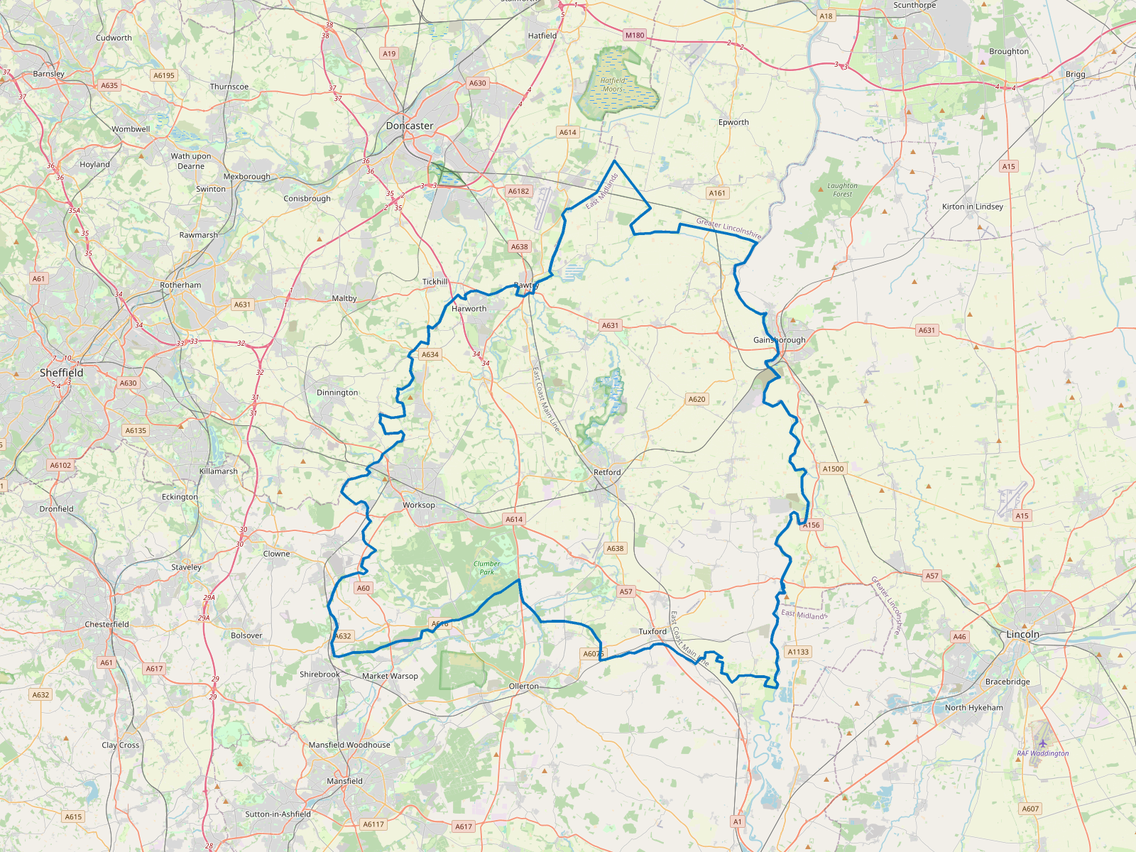 Map of Bassetlaw