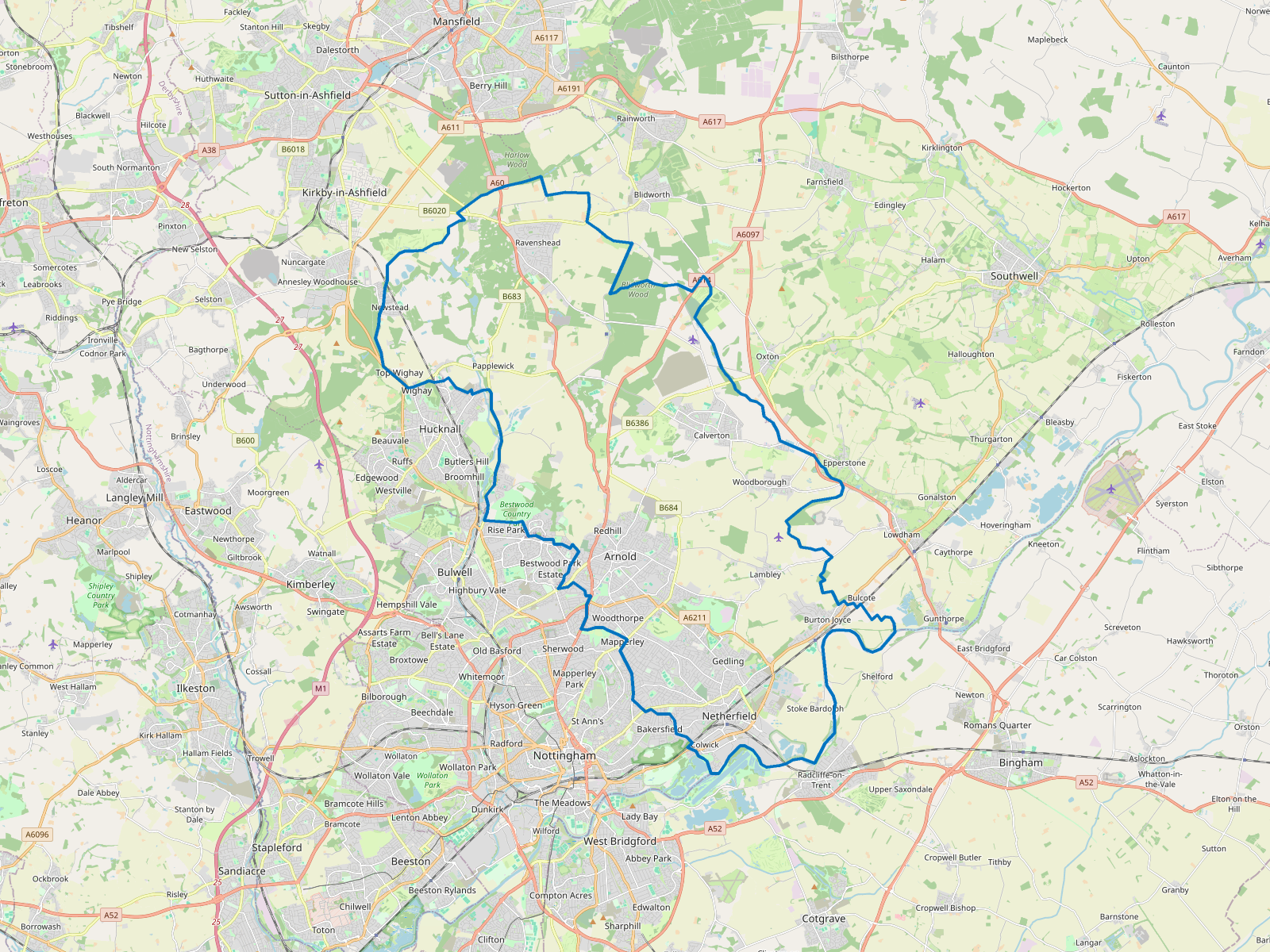 Map of Gedling