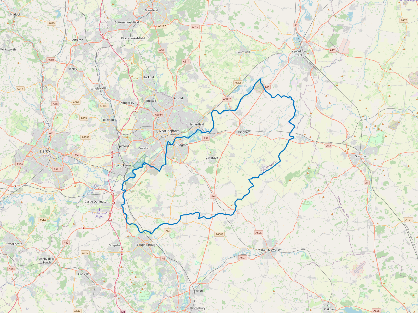 Map of Rushcliffe