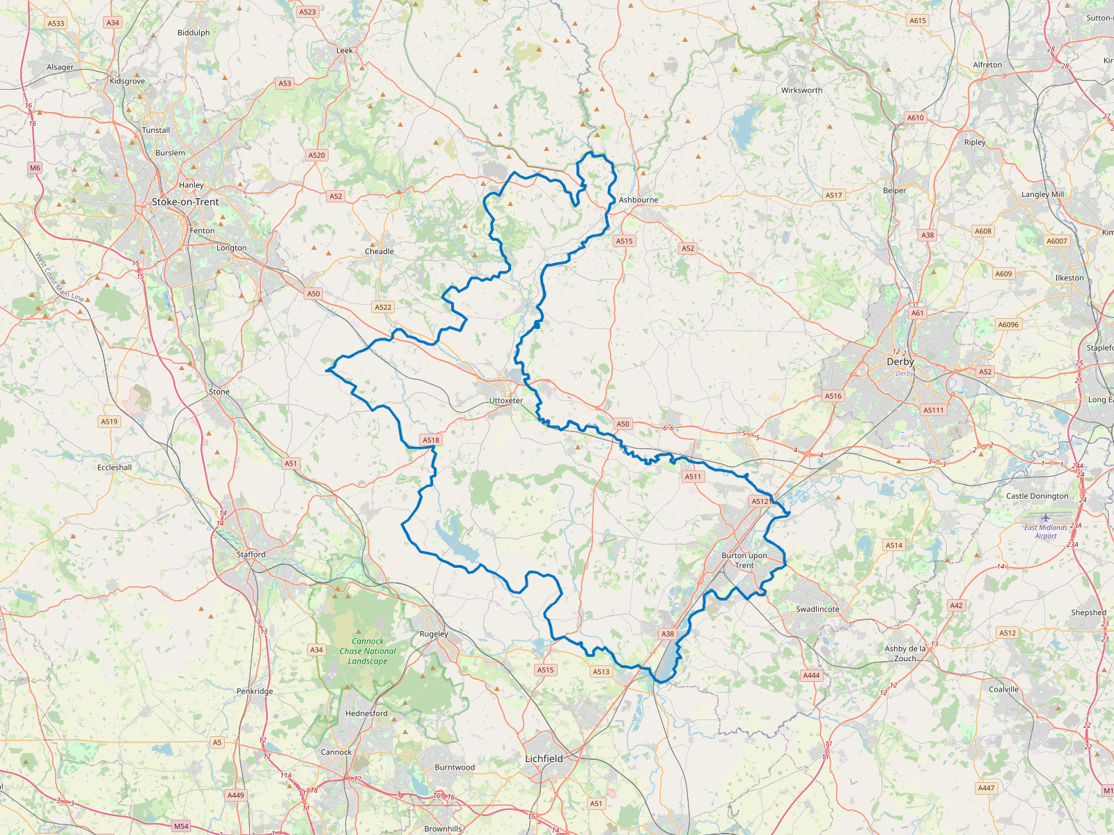 Map of East Staffordshire