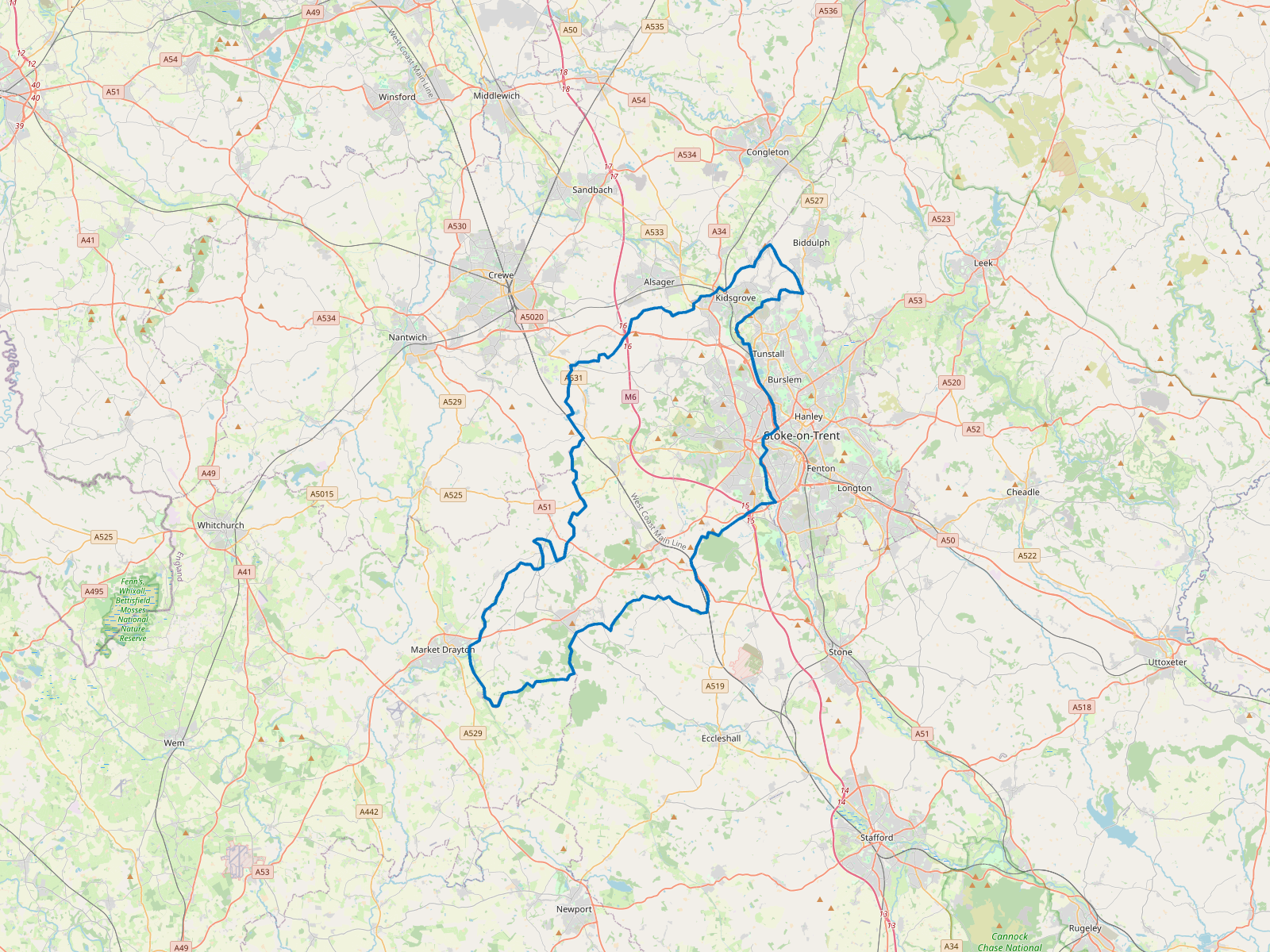 Map of Newcastle-under-Lyme
