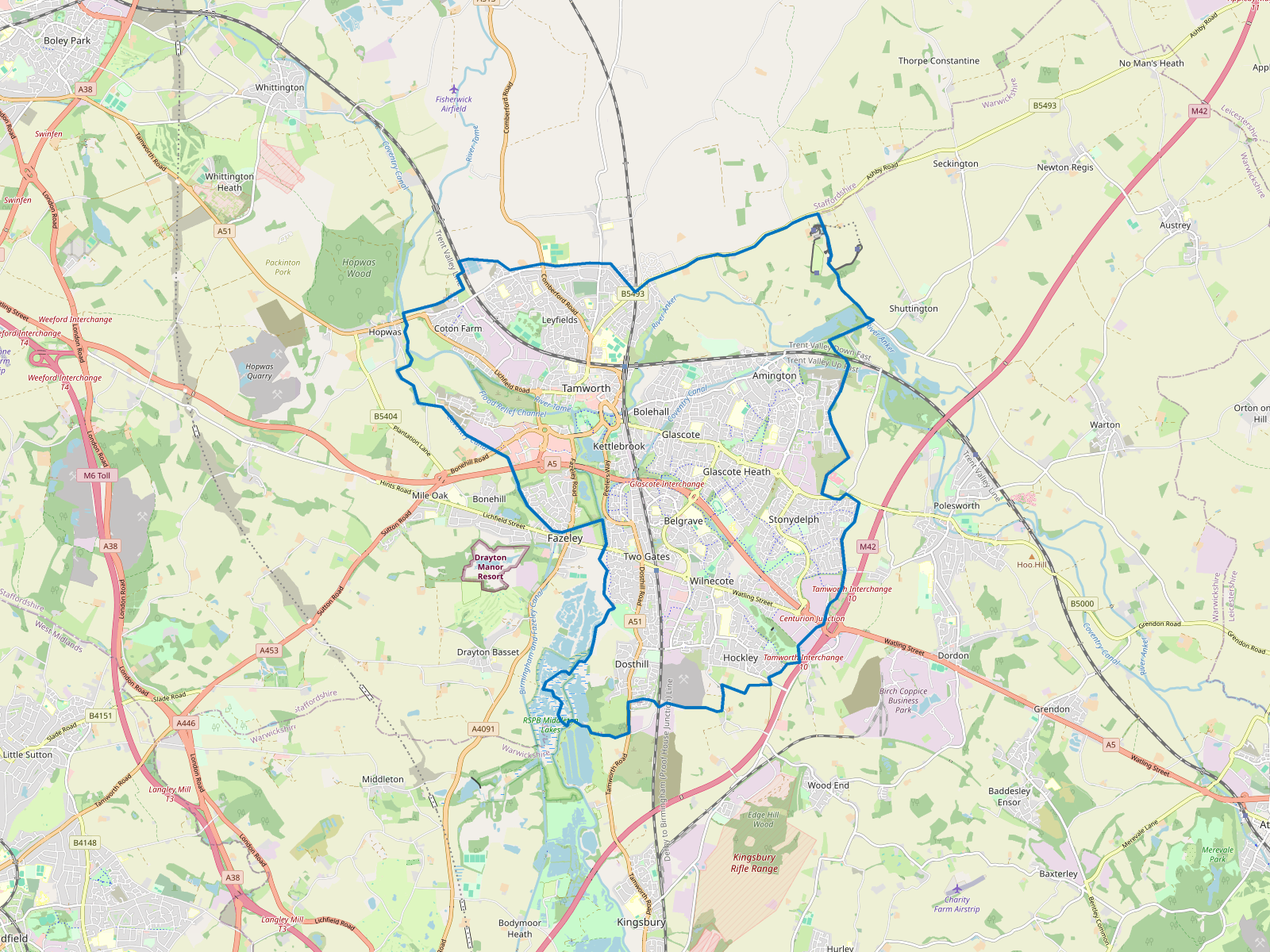 Map of Tamworth