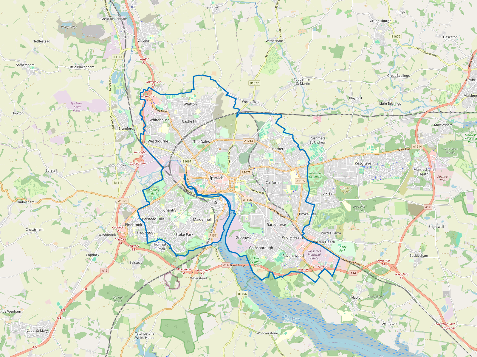 Map of Ipswich