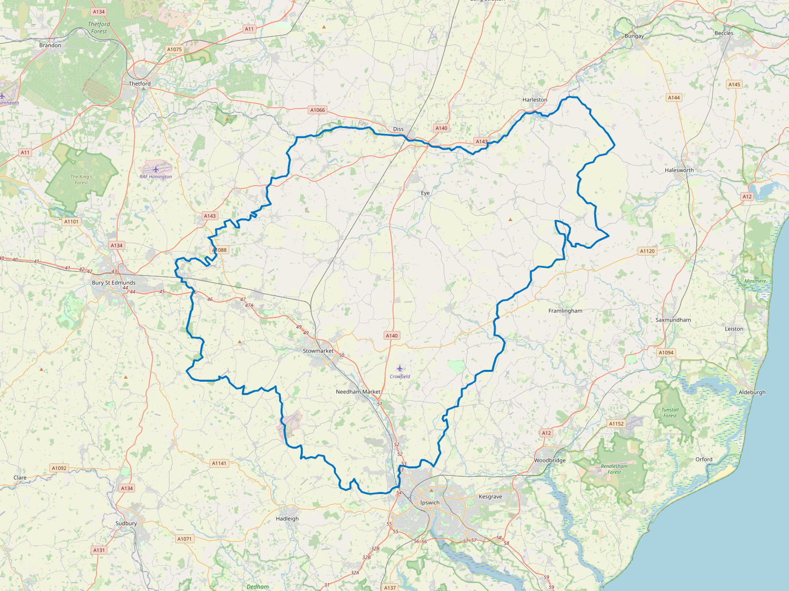 Map of Mid Suffolk