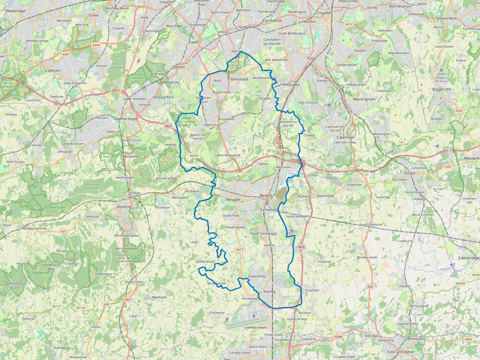 Map of Reigate and Banstead