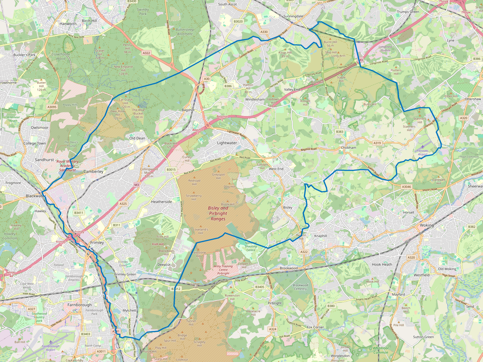 Map of Surrey Heath
