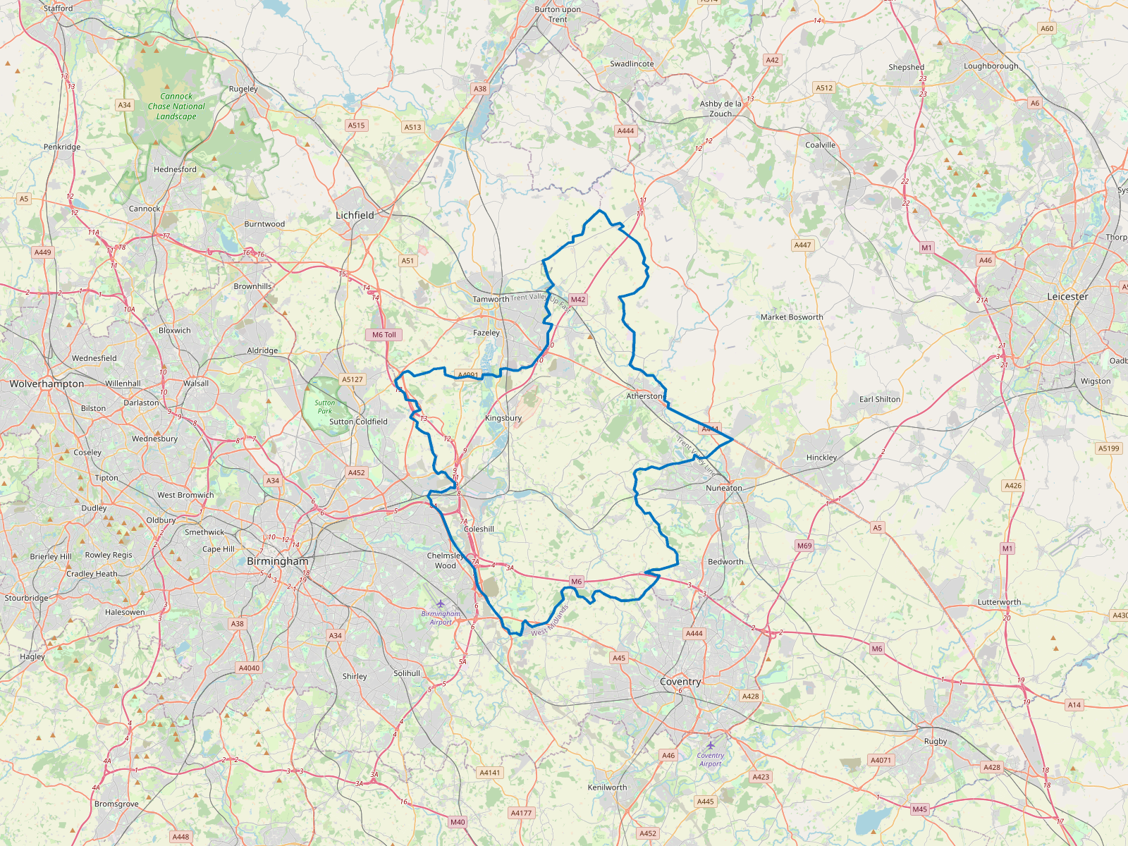 Map of North Warwickshire