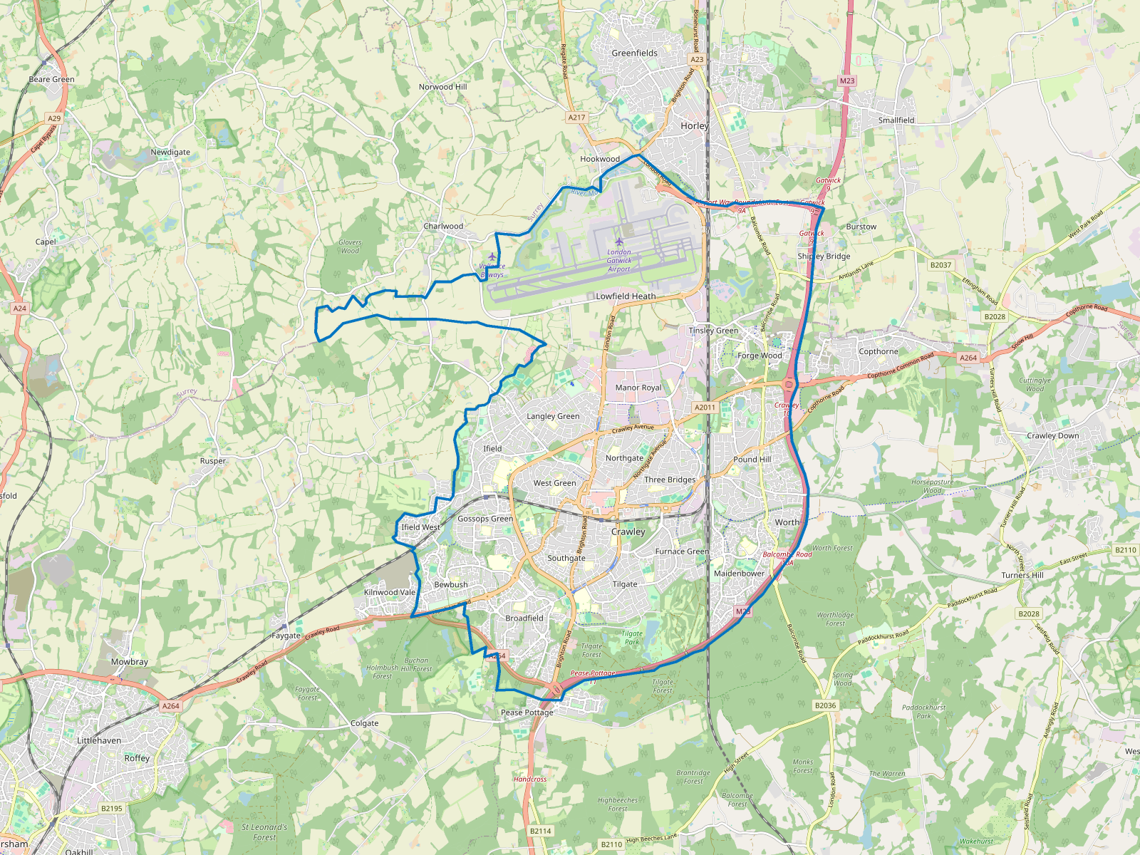 Map of Crawley