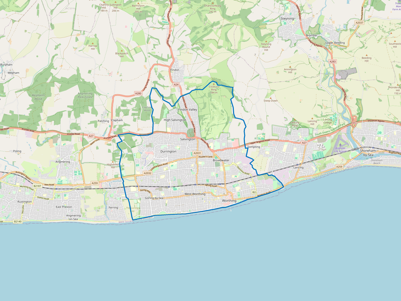 Map of Worthing