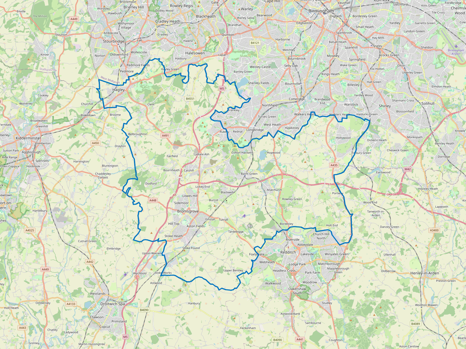 Map of Bromsgrove