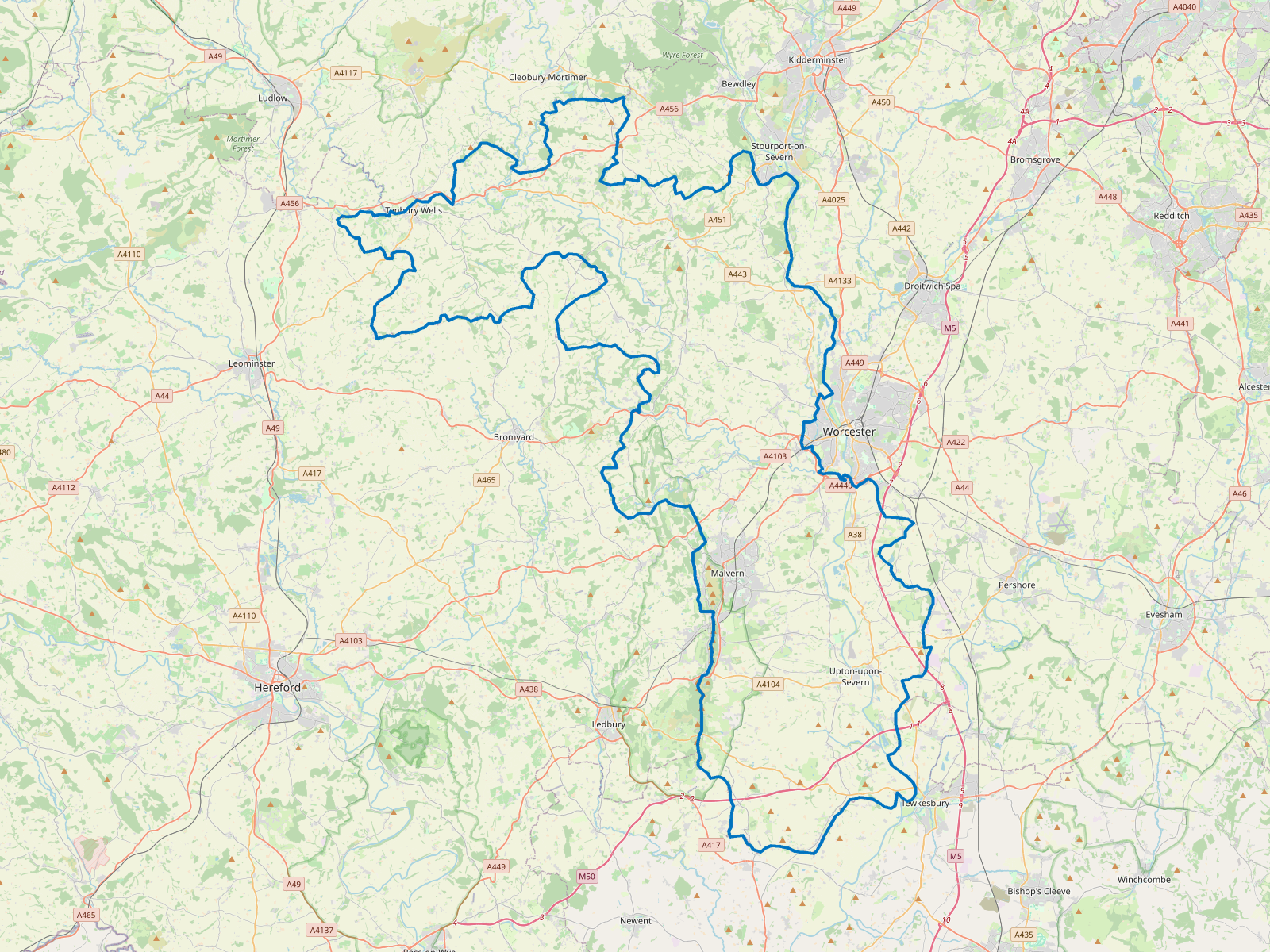 Map of Malvern Hills