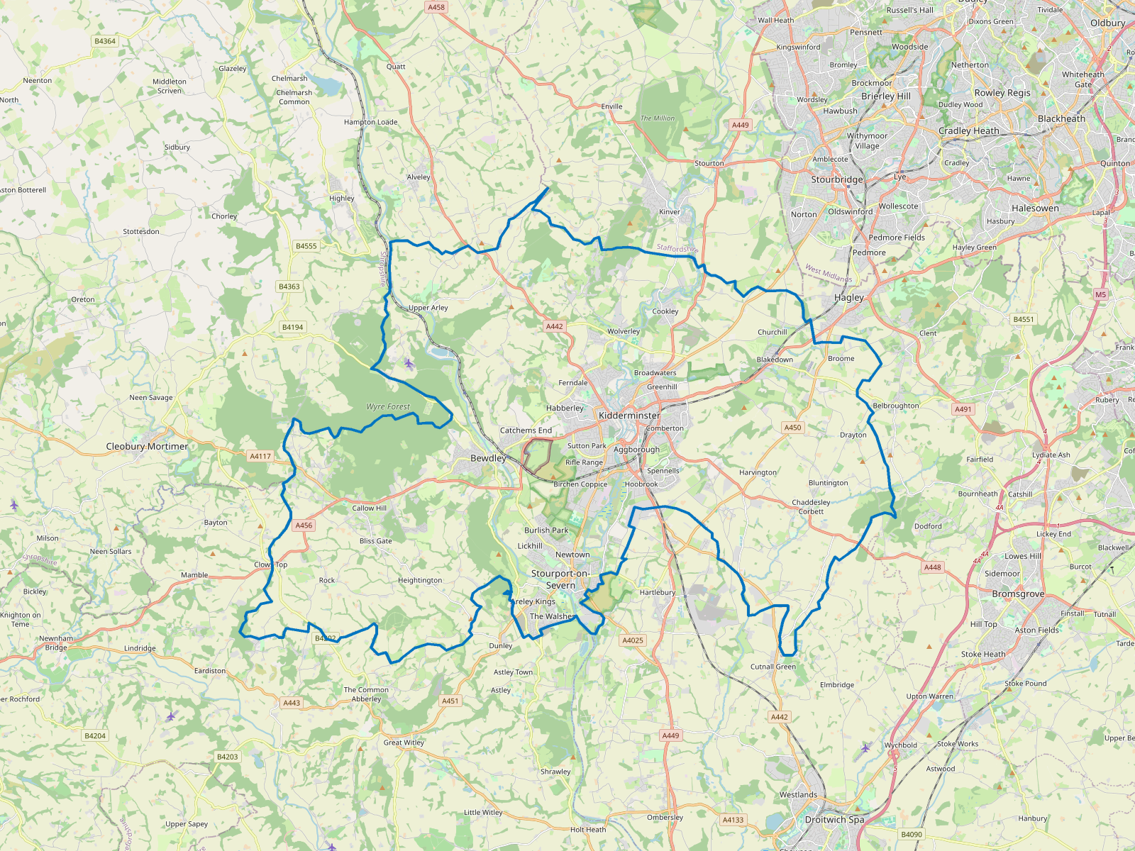 Map of Wyre Forest
