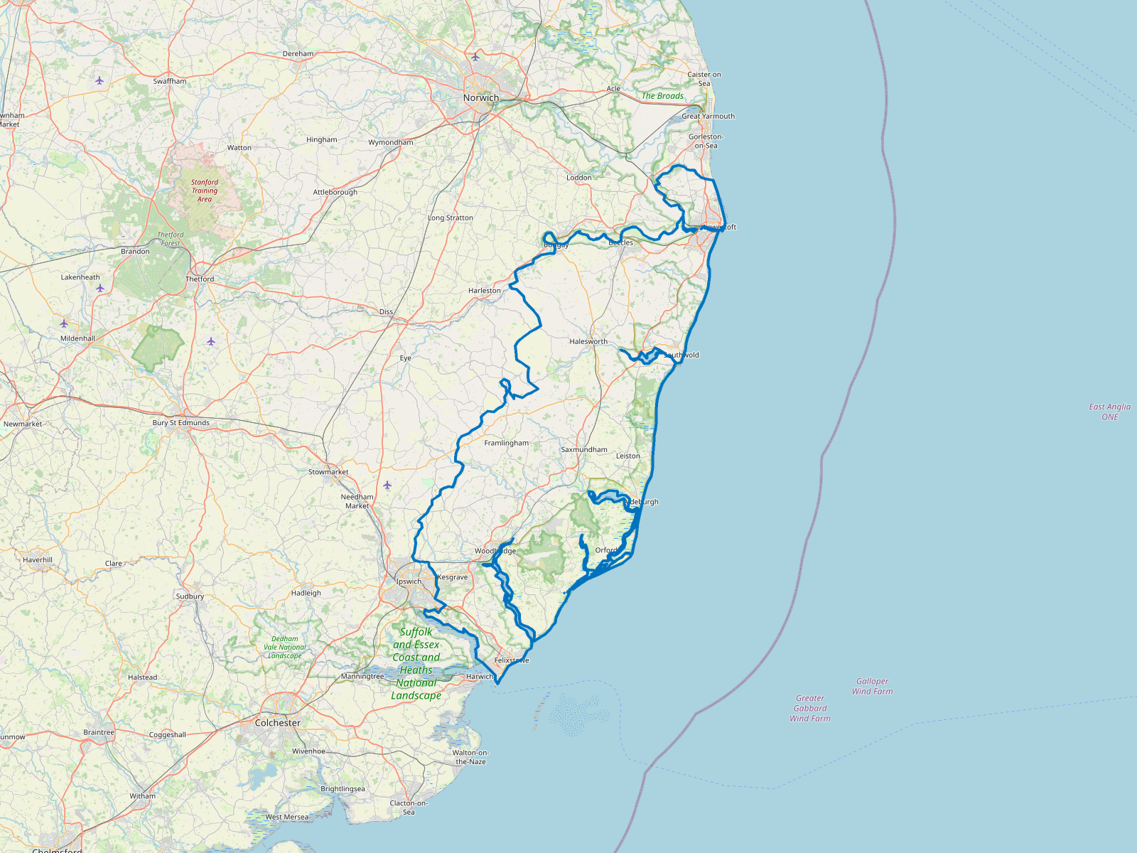 Map of East Suffolk